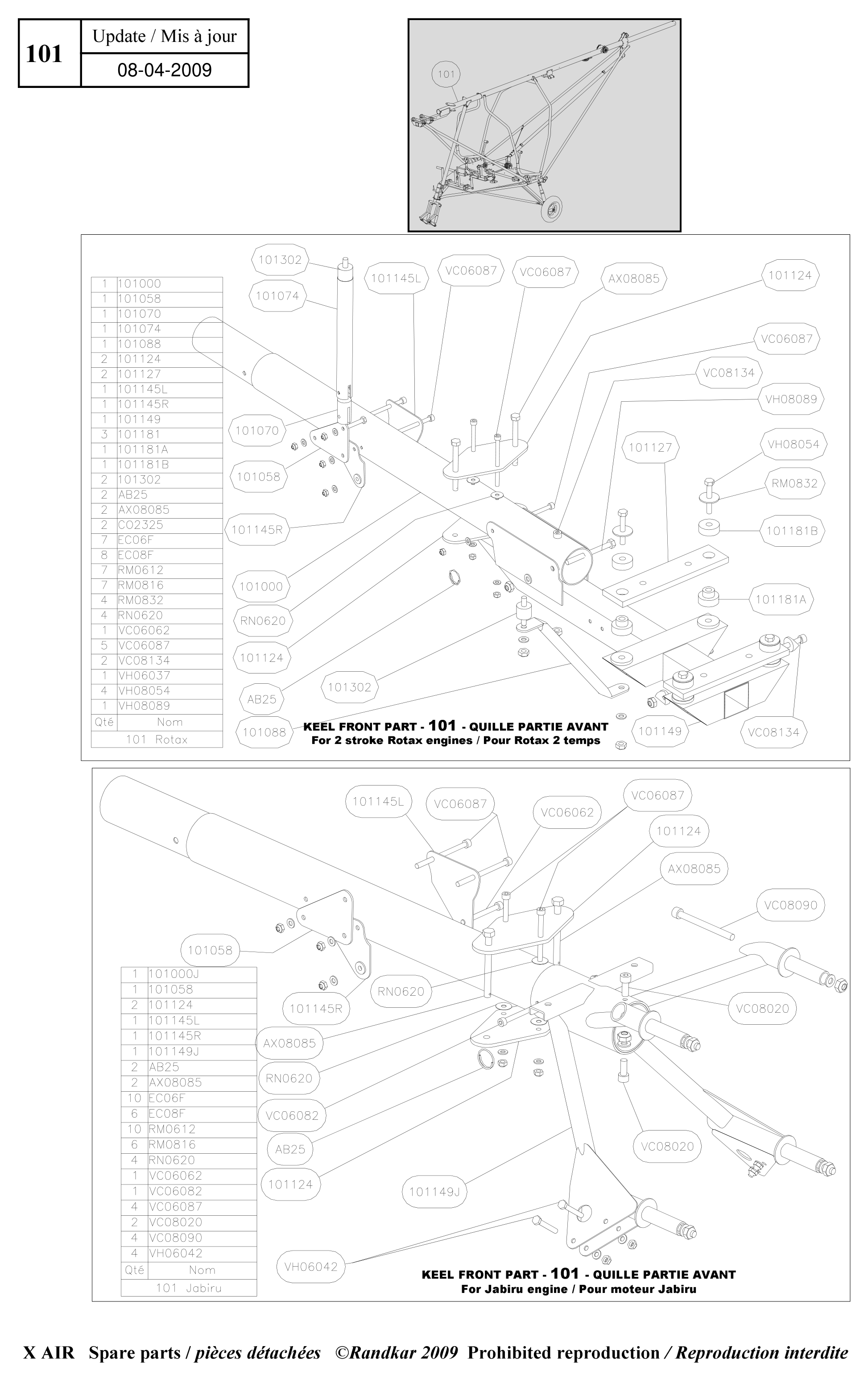 Keel front part – X-Air parts diagram