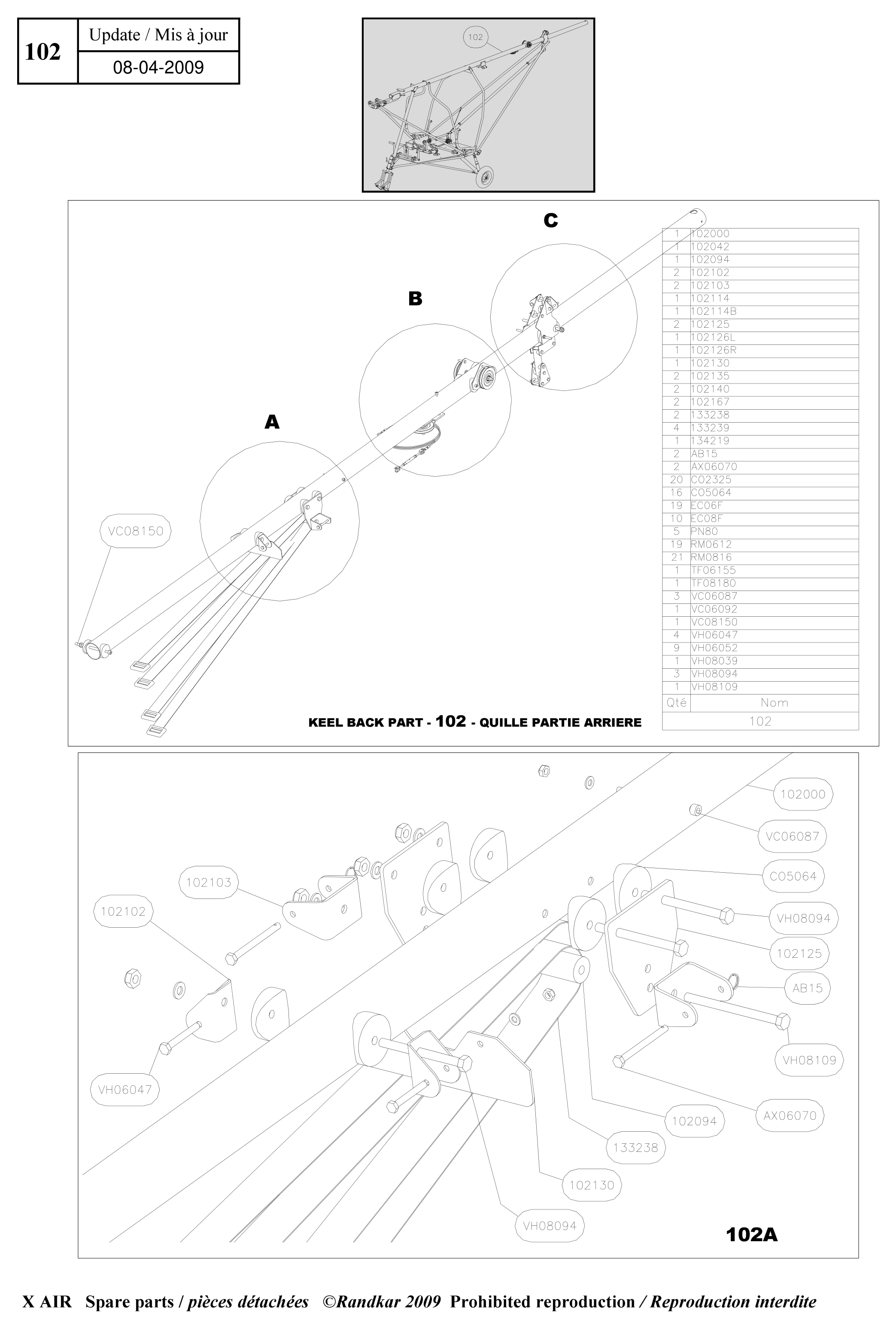 Keel rear part – X-Air parts diagram