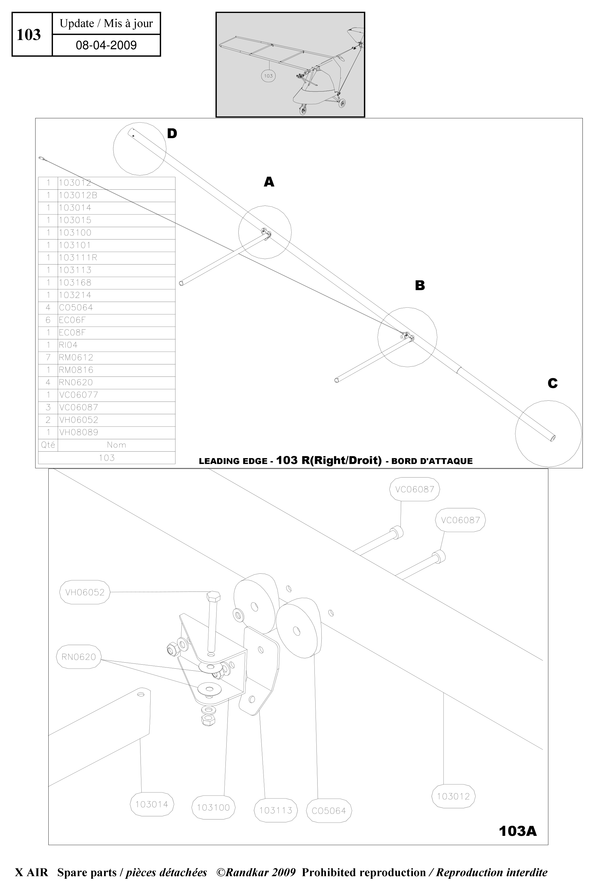 Leading edge – X-Air parts diagram