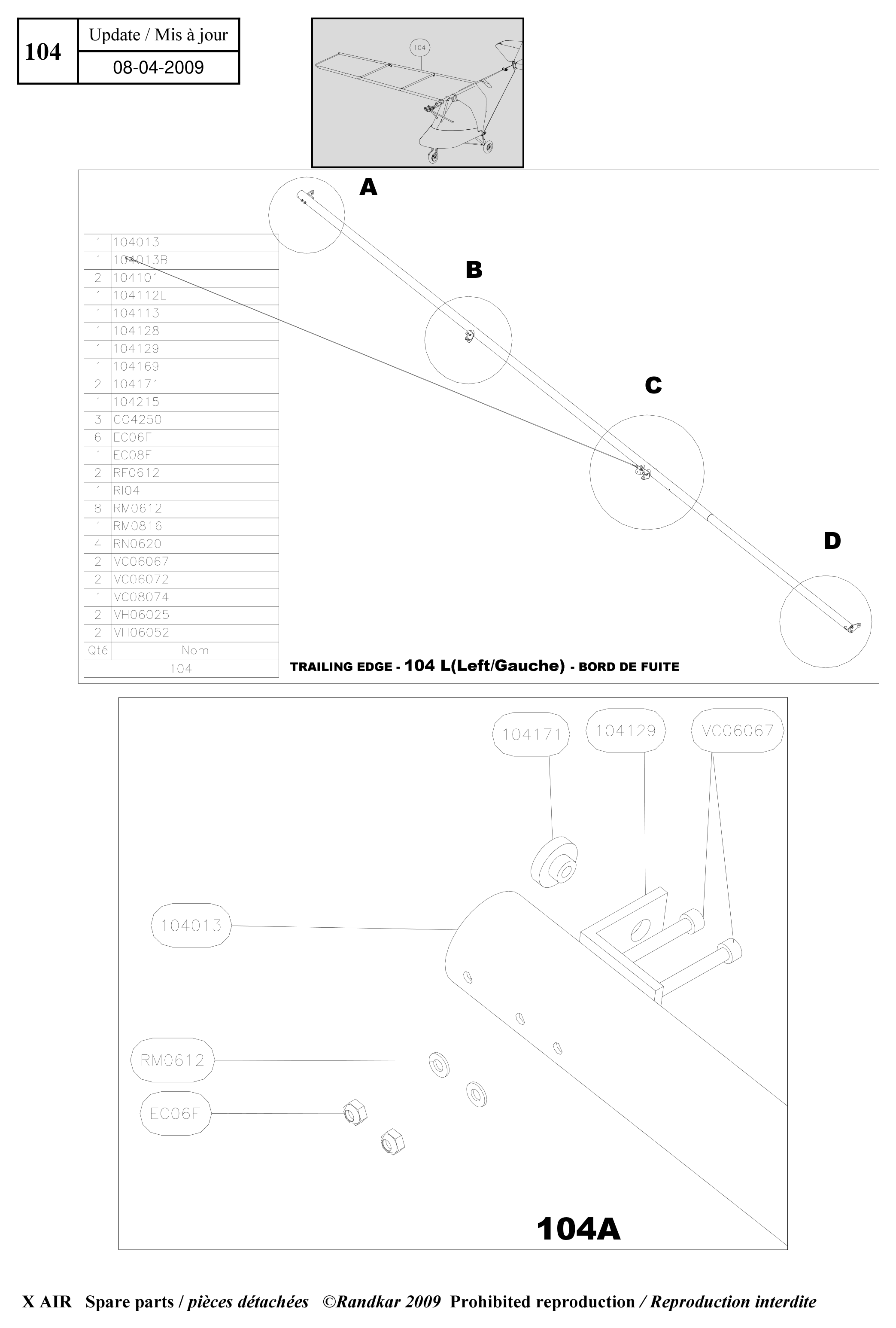 Trailing edge – X-Air parts diagram
