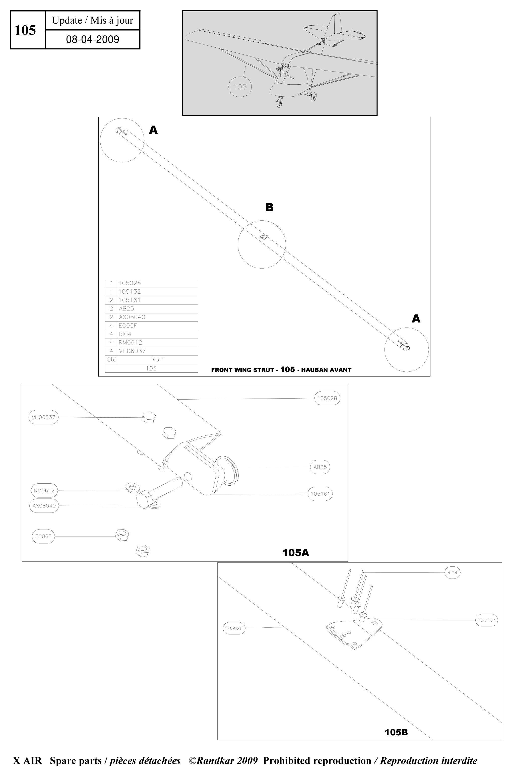 Front wing strut – X-Air parts diagram