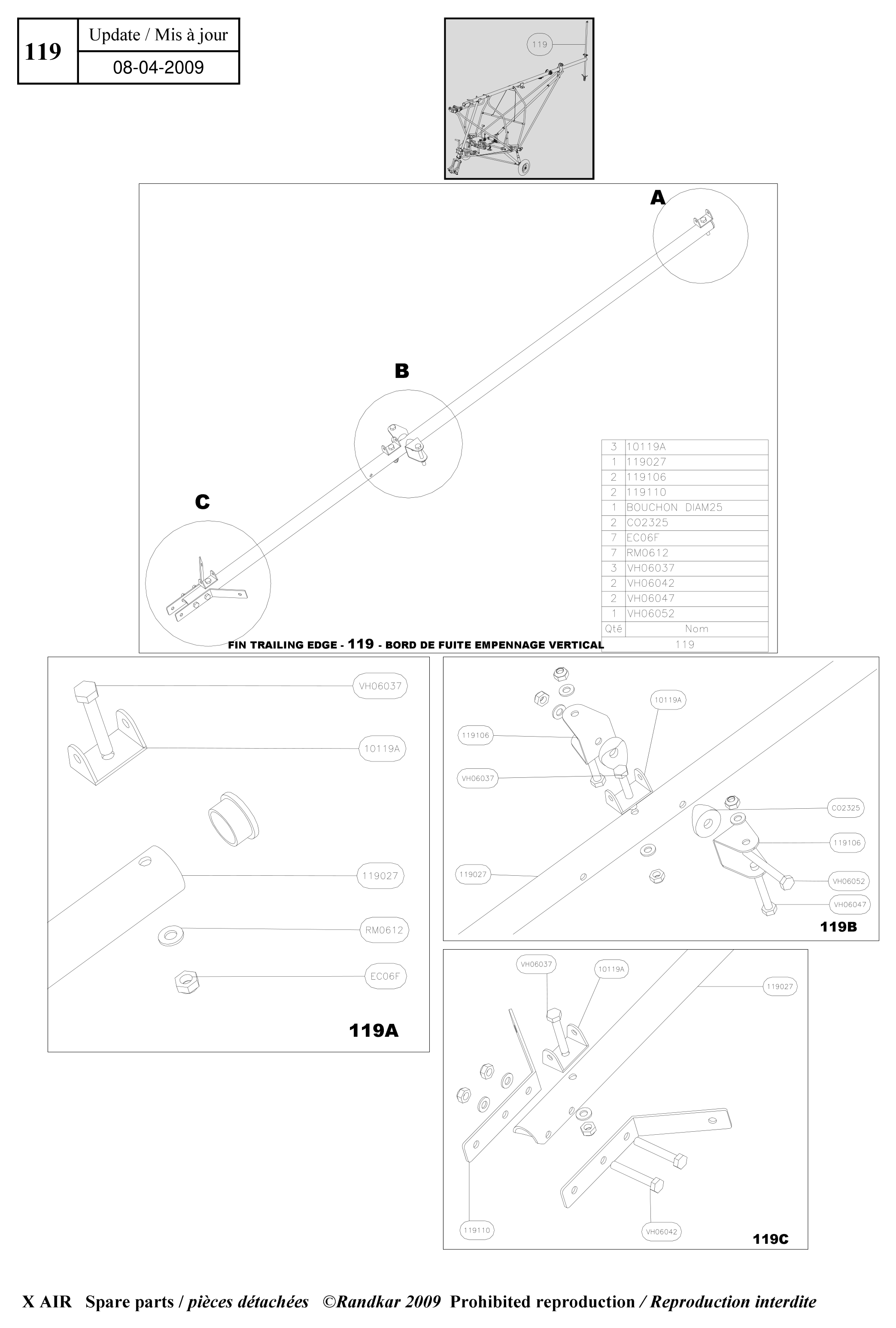 Fin trailing edge – X-Air parts diagram