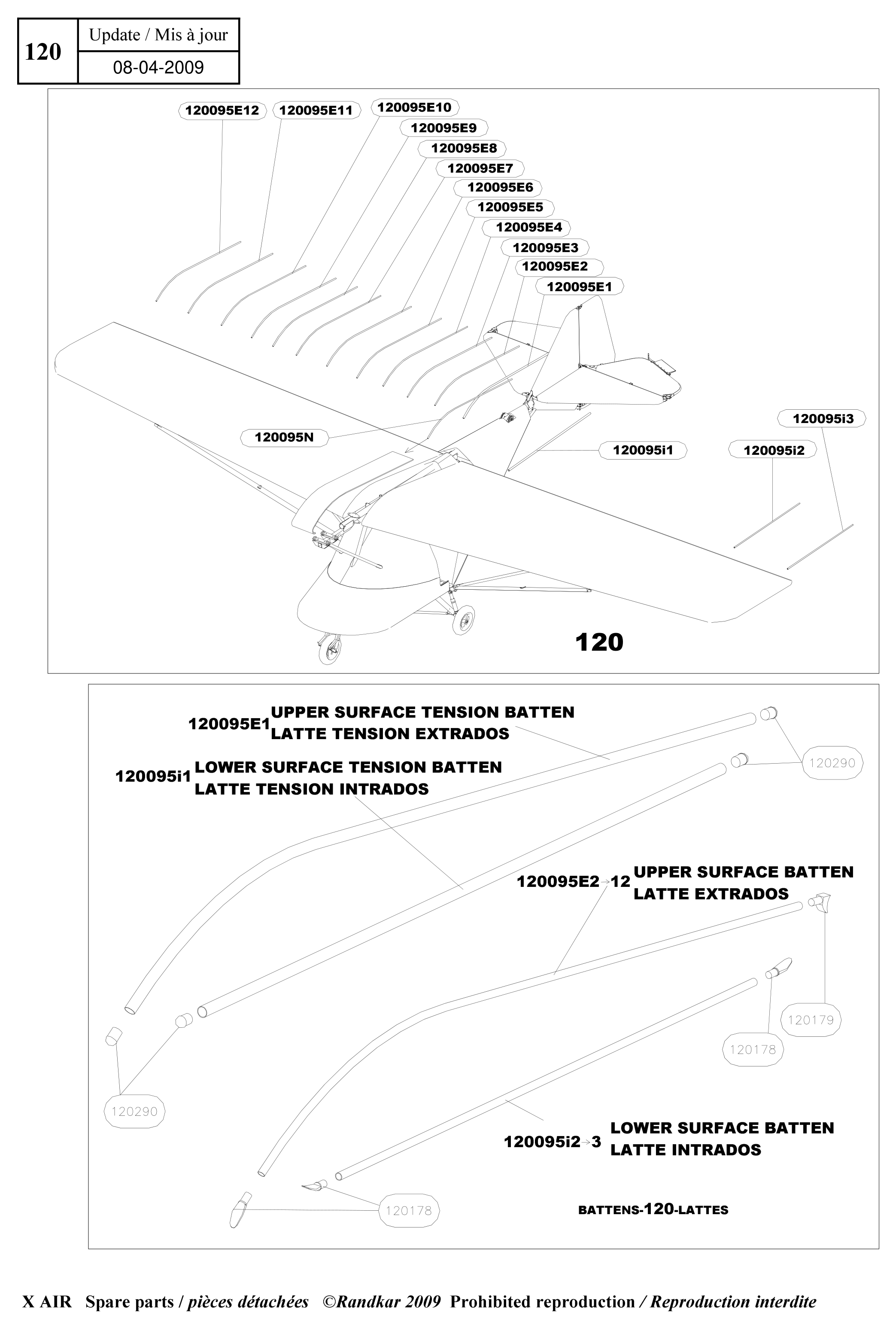 Battens – X-Air parts diagram