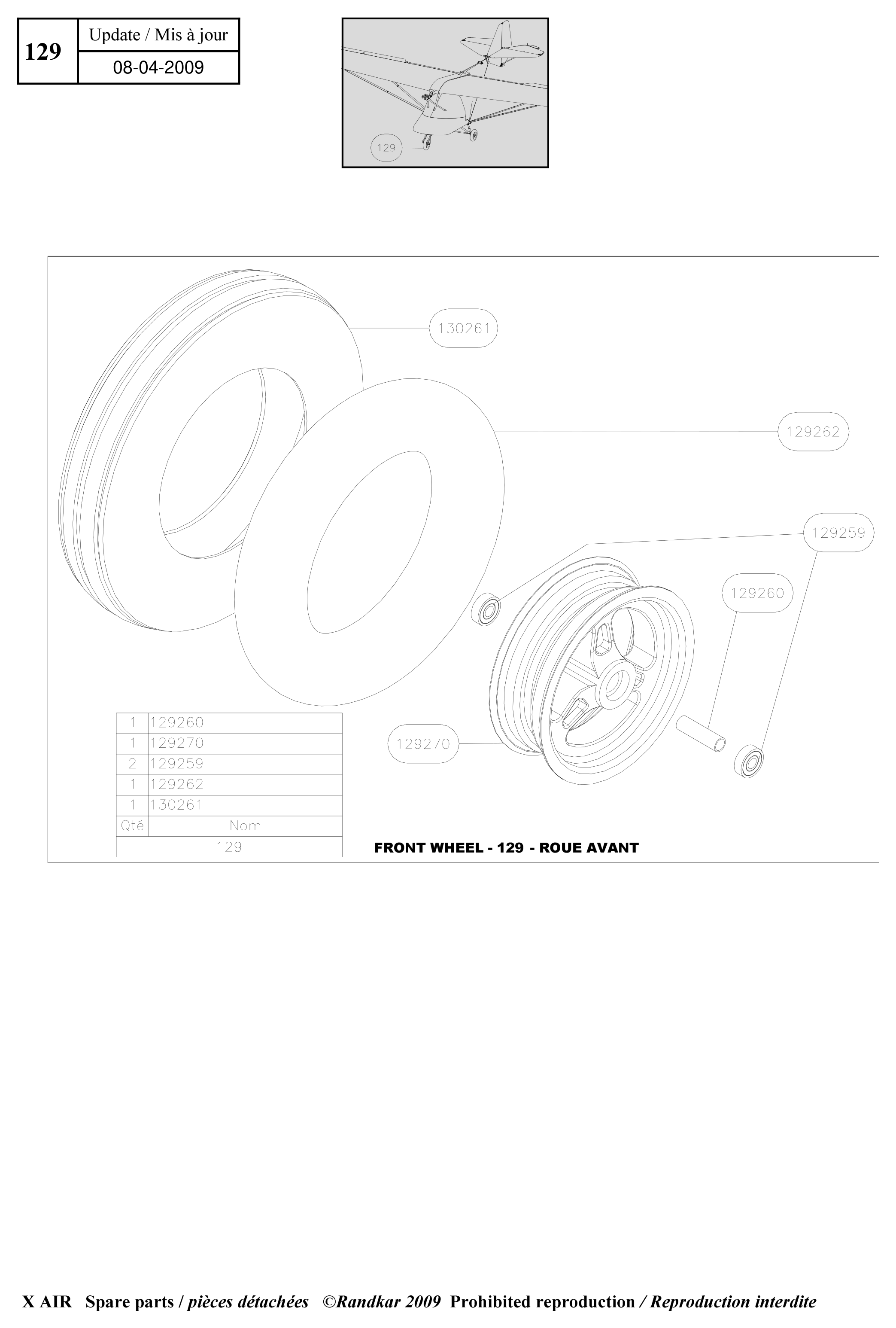 Front wheel – X-Air parts diagram