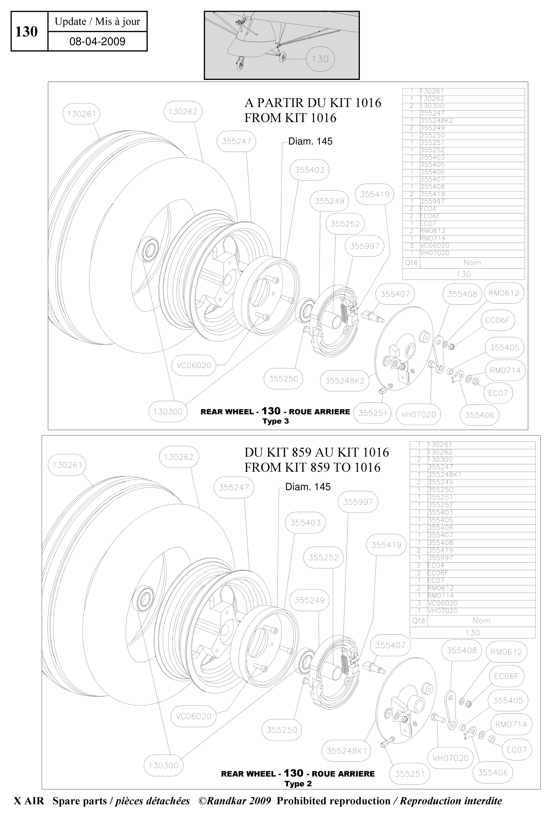 Rear wheels – X-Air parts diagram