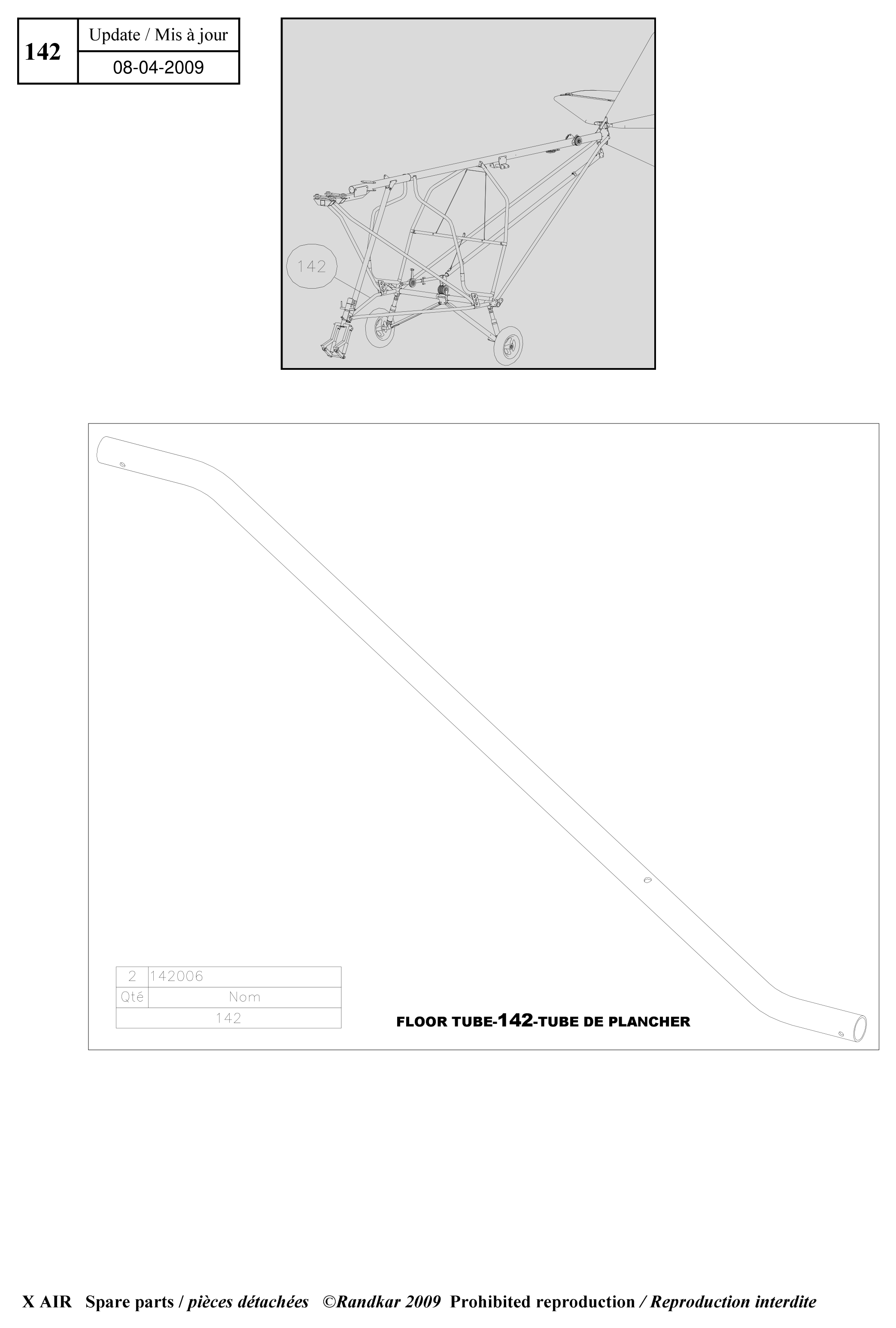 Floor tubes – X-Air parts diagram