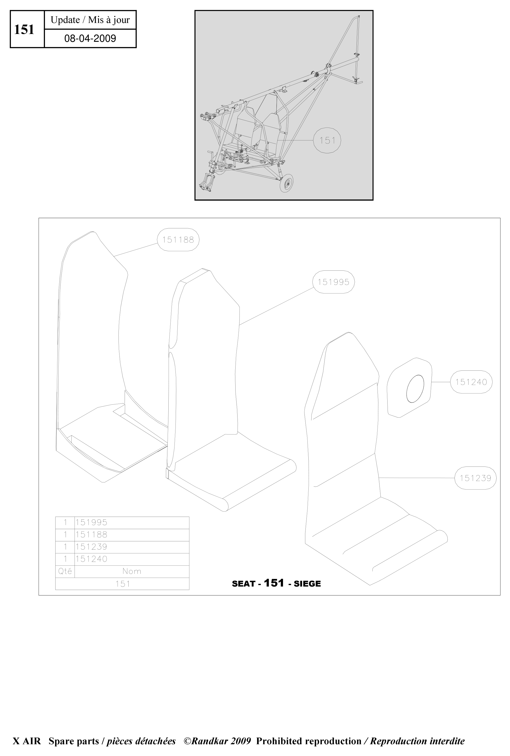 Seats – X-Air parts diagram