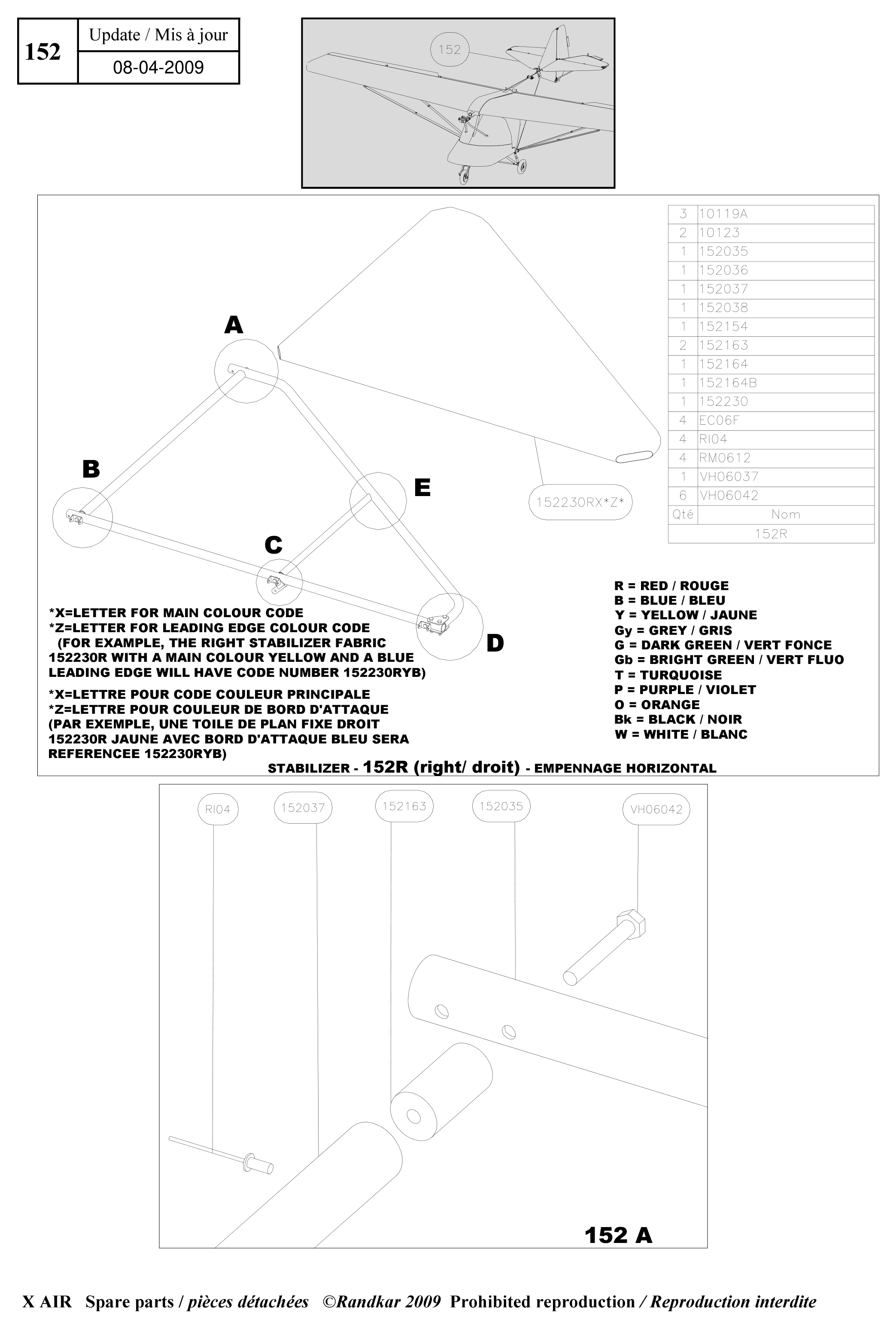 Stabilizer – X-Air parts diagram