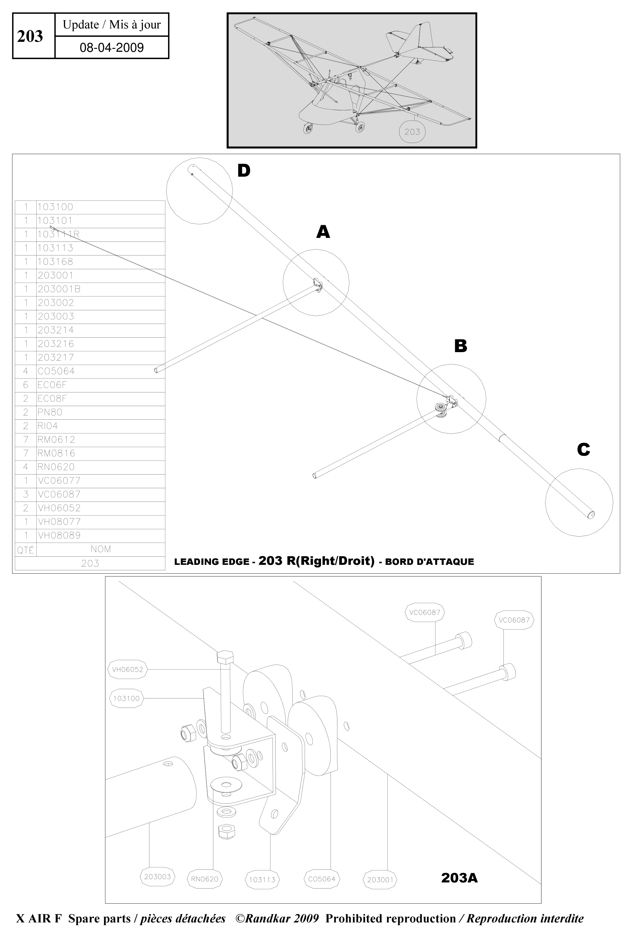 Leading edge – X-Air F Gumnam parts diagram