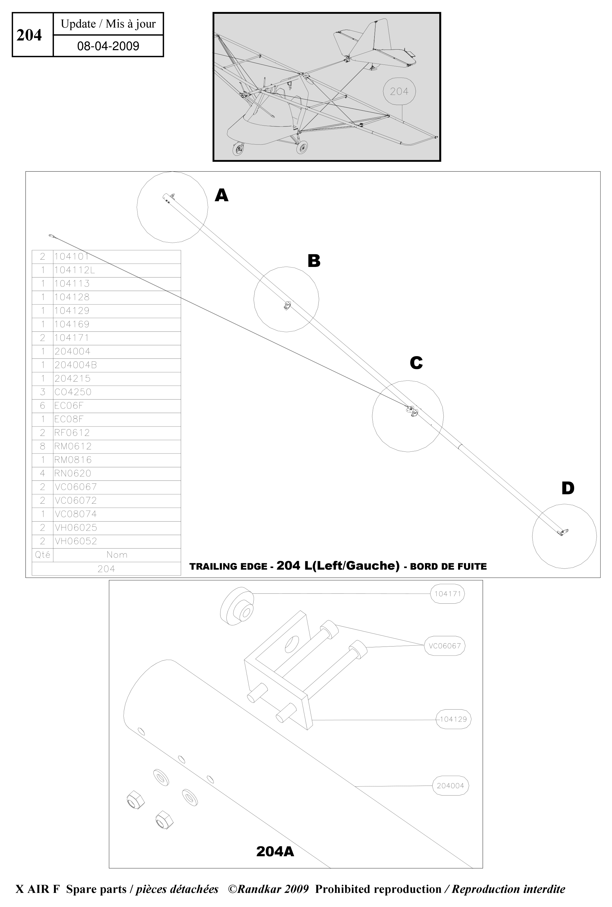 Trailing edge – X-Air F Gumnam parts diagram