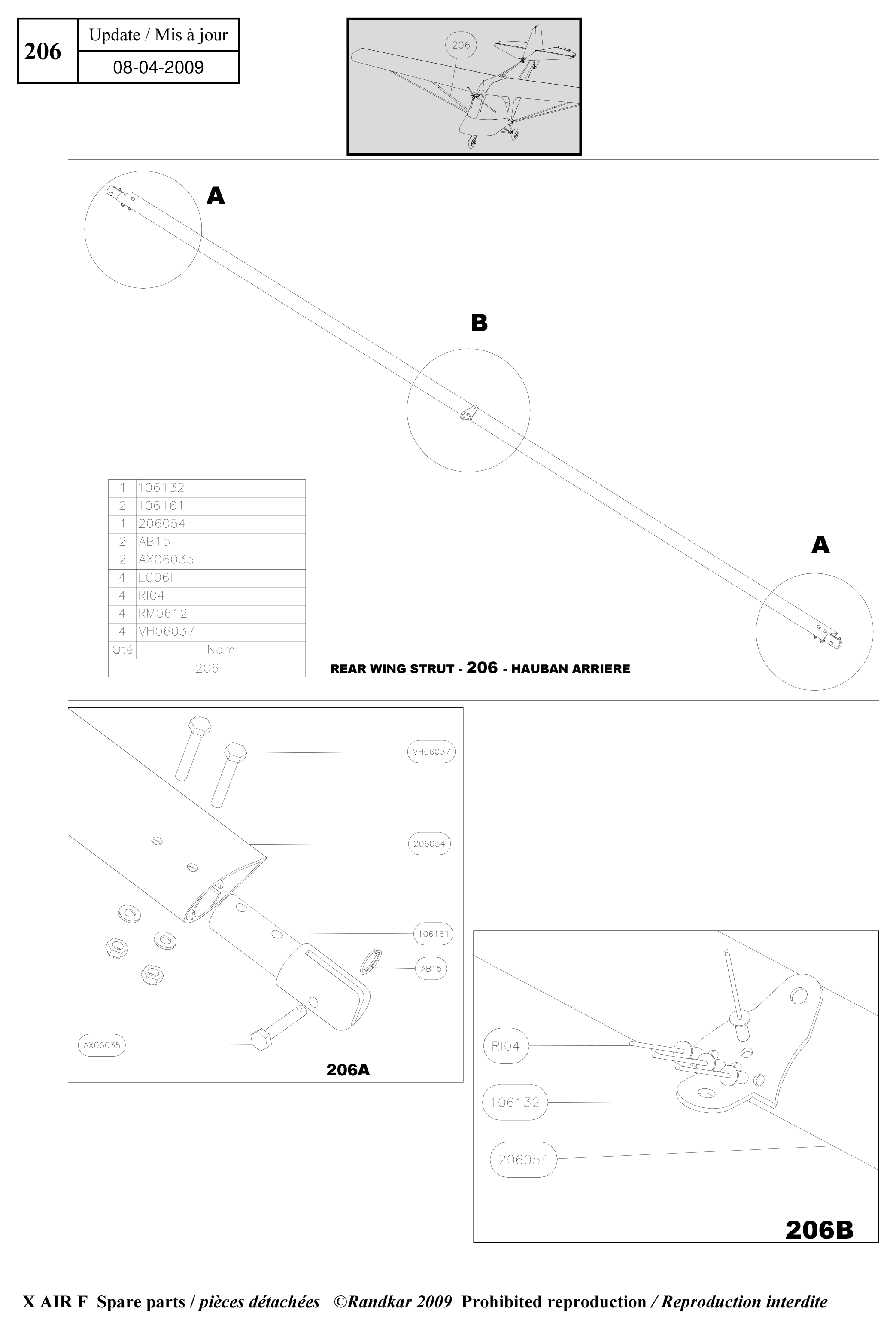 Rear wing strut – X-Air F Gumnam parts diagram