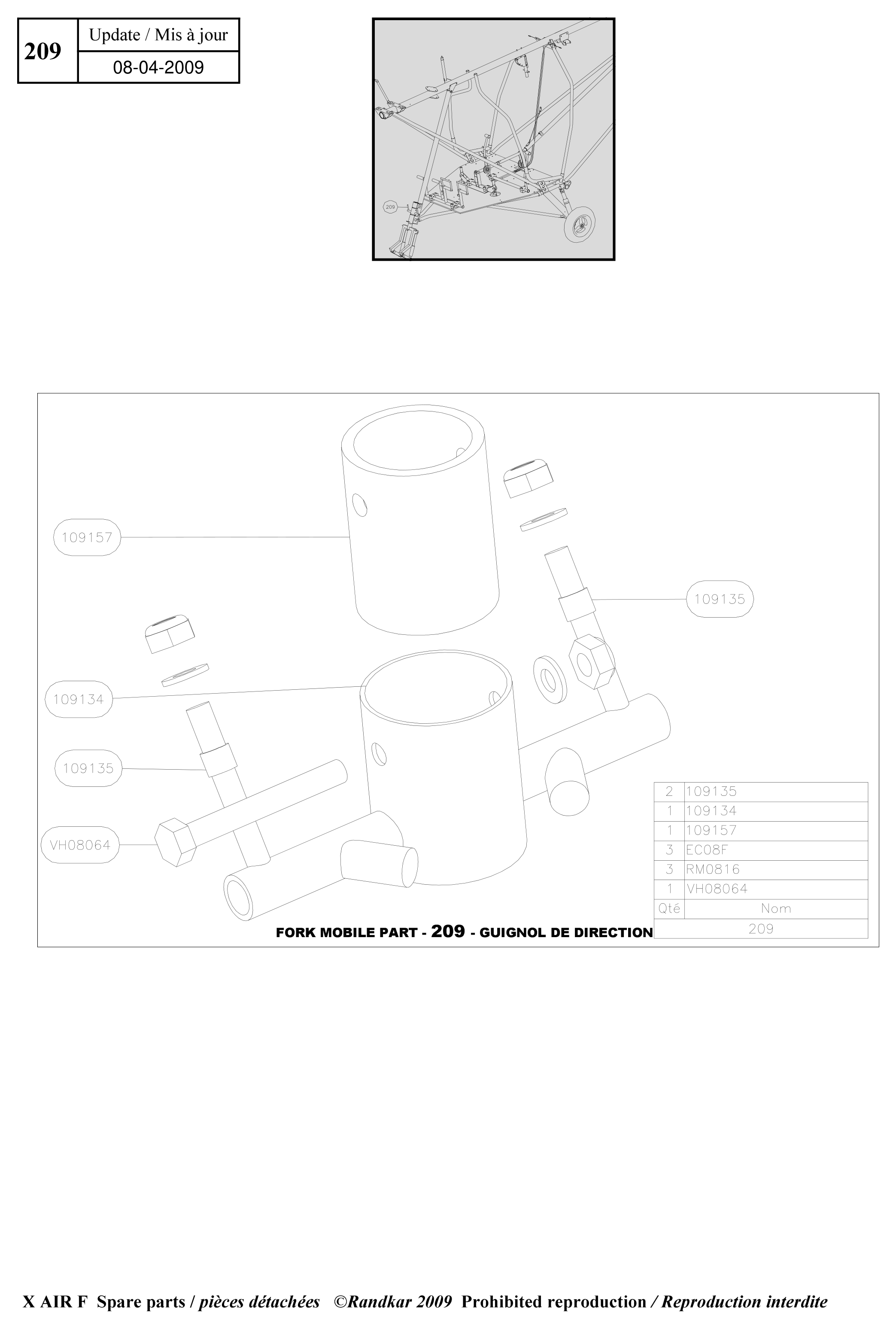 Fork mobile part – X-Air F Gumnam parts diagram