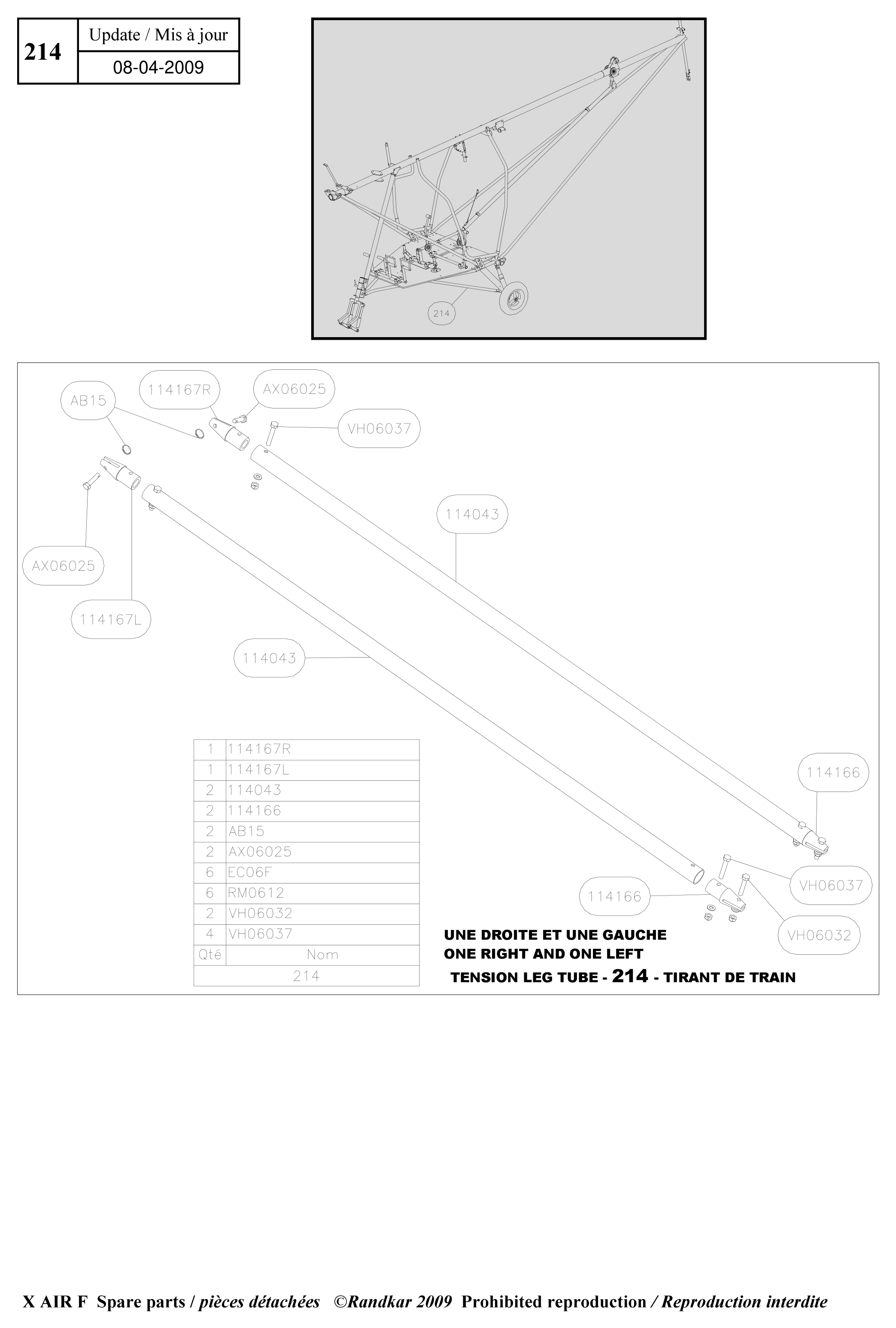 Tension leg tube – X-Air F Gumnam parts diagram