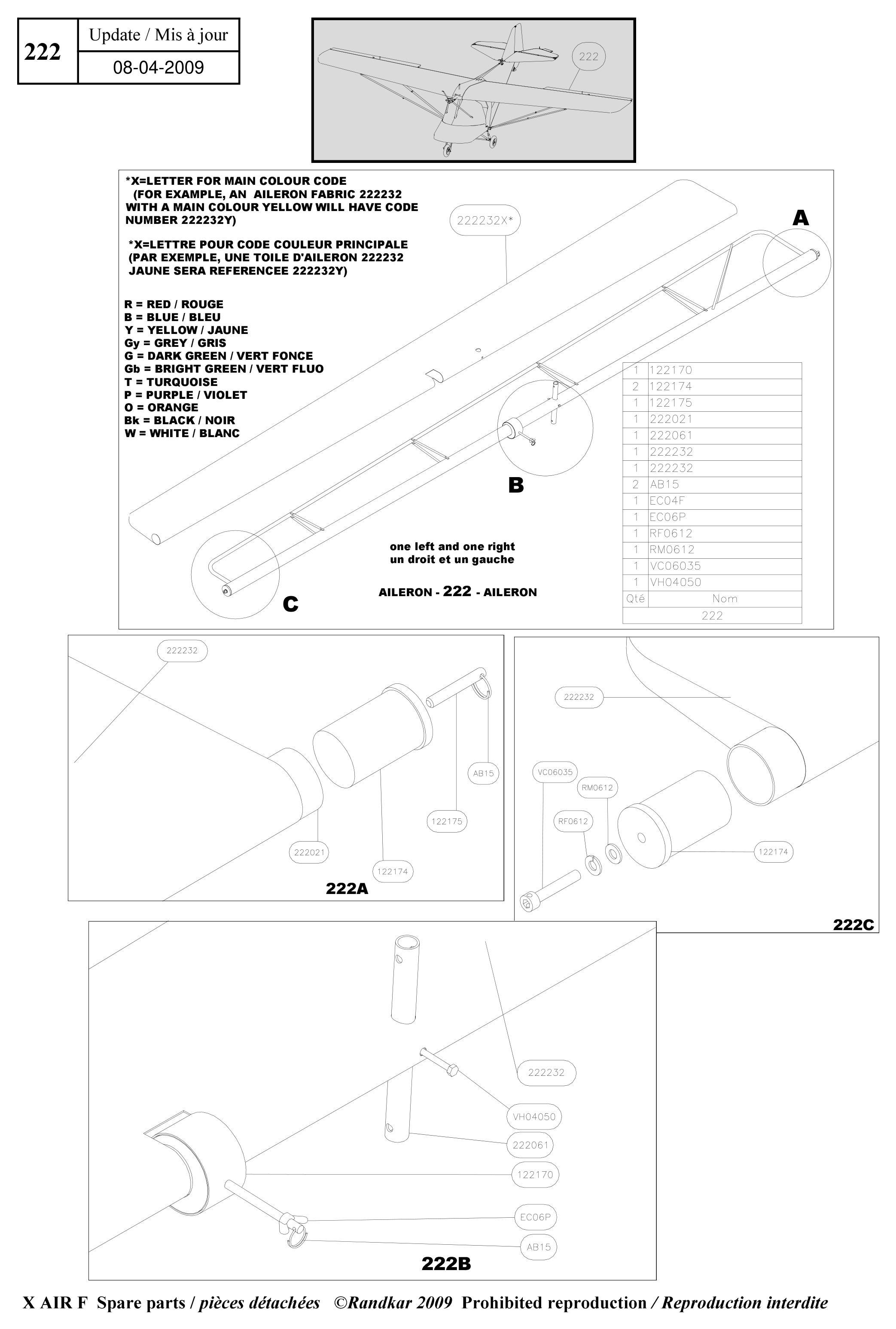 Ailerons – X-Air F Gumnam parts diagram