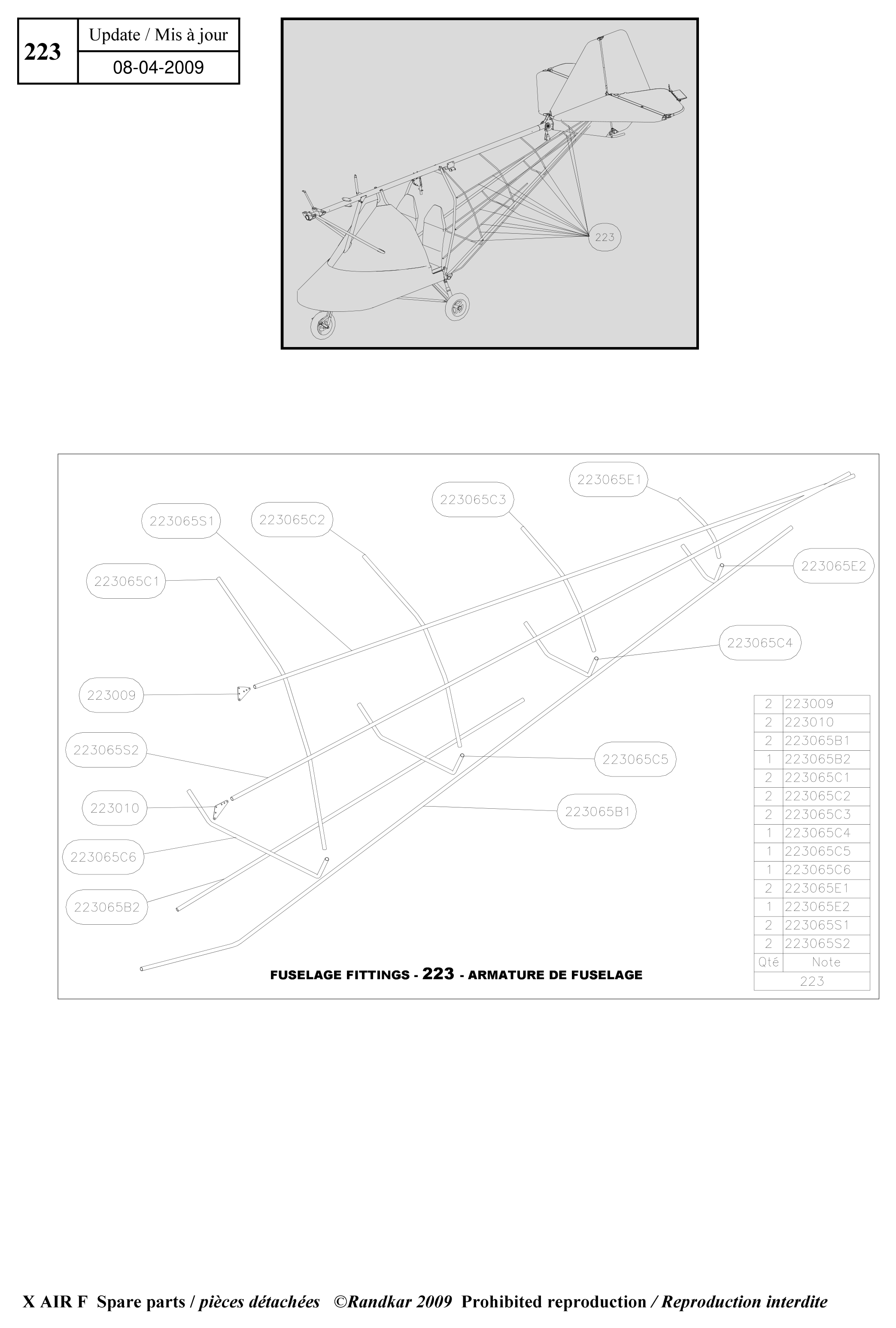 Fuselage fittings set – X-Air F Gumnam parts diagram