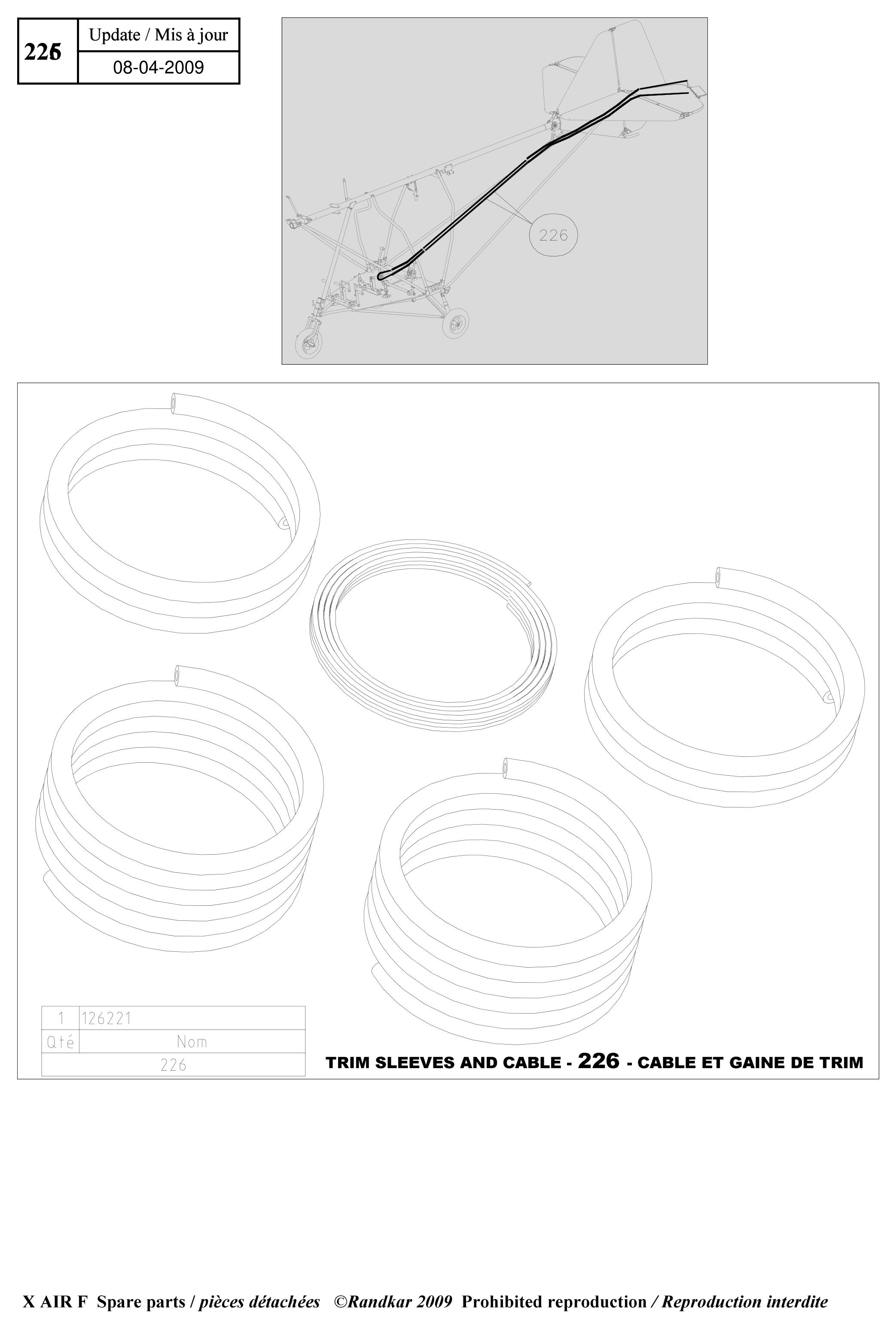 Trim sleeves and cables – X-Air F Gumnam parts diagram