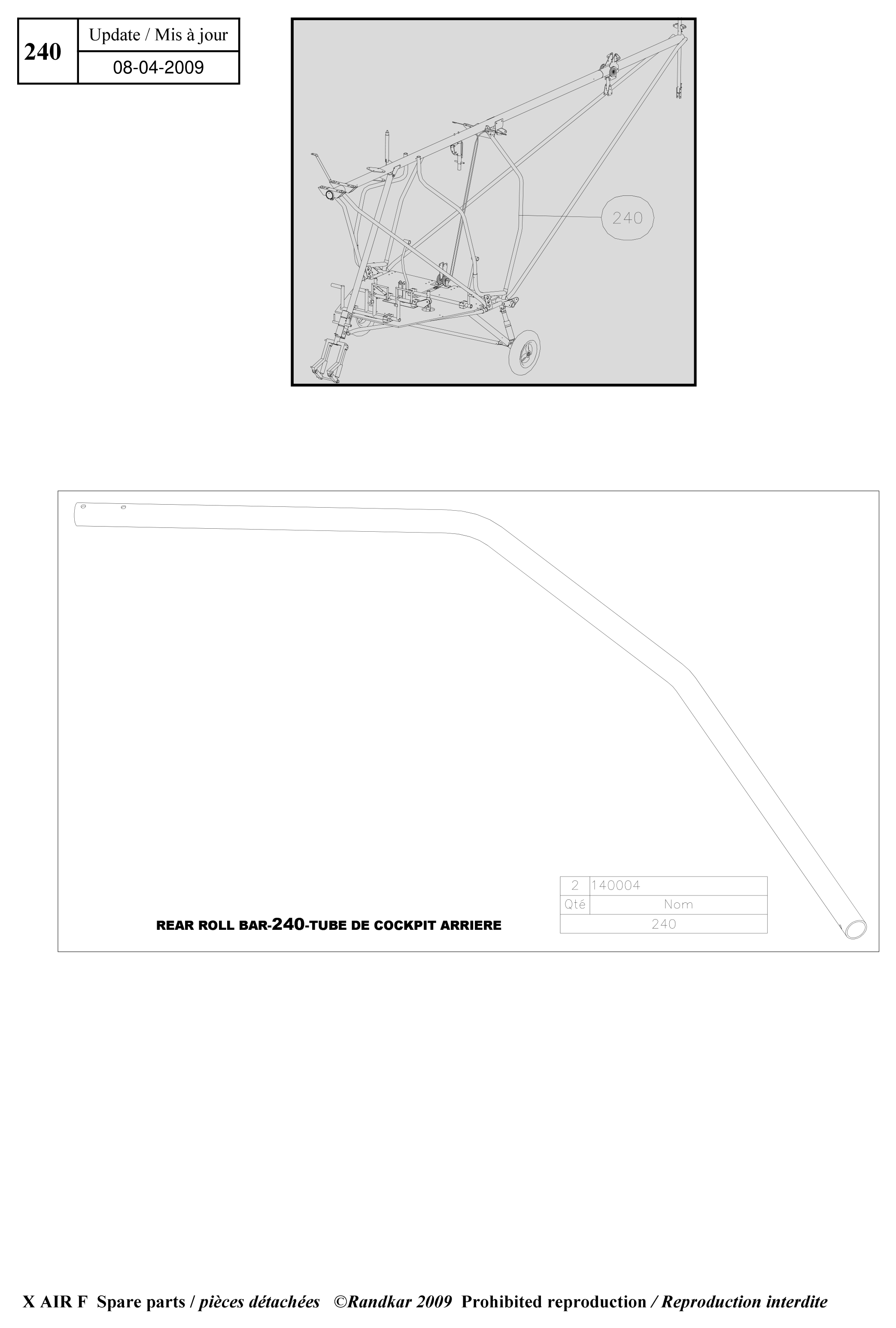 Rear roll bar – X-Air F Gumnam parts diagram