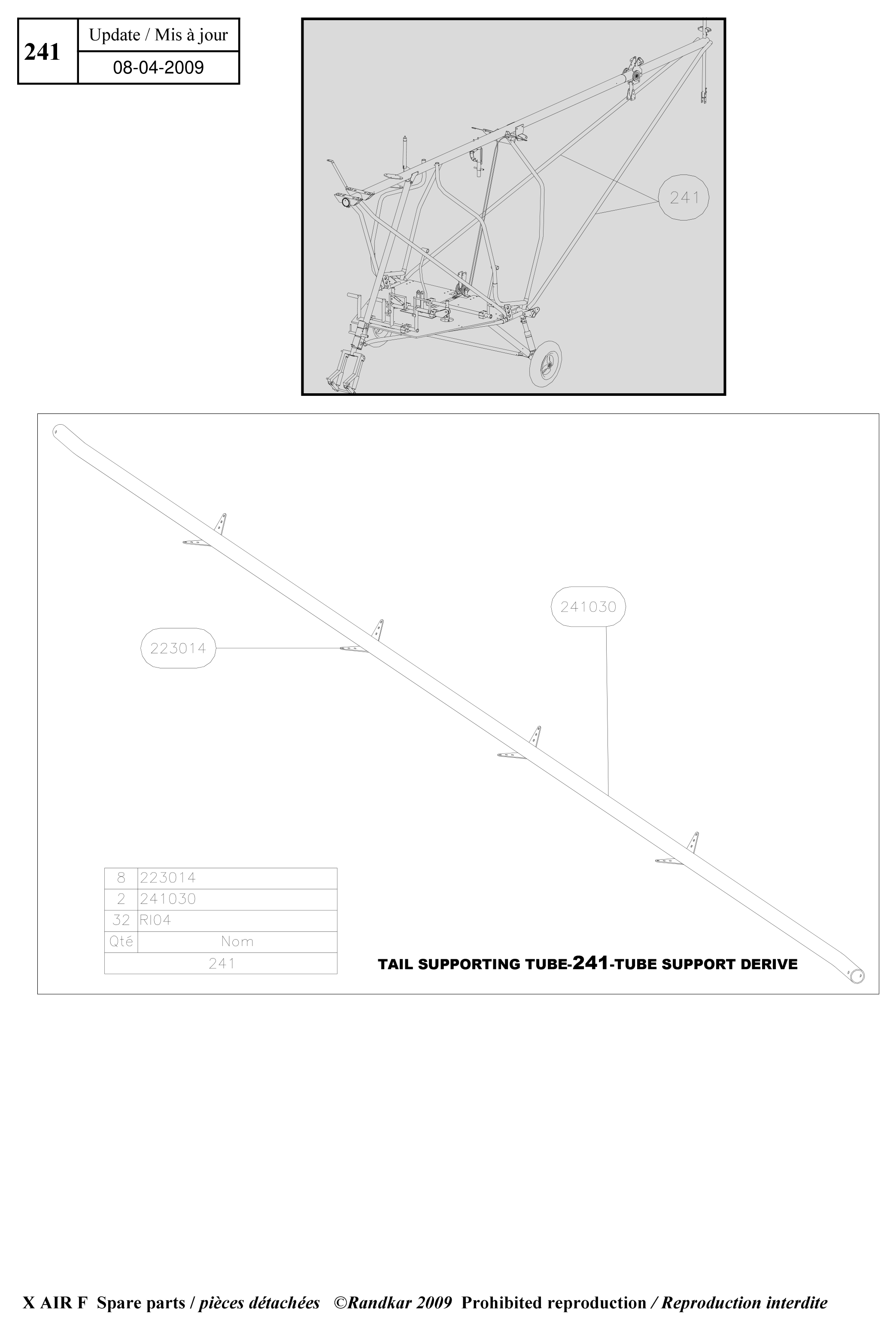Tail supporting tubes – X-Air F Gumnam parts diagram