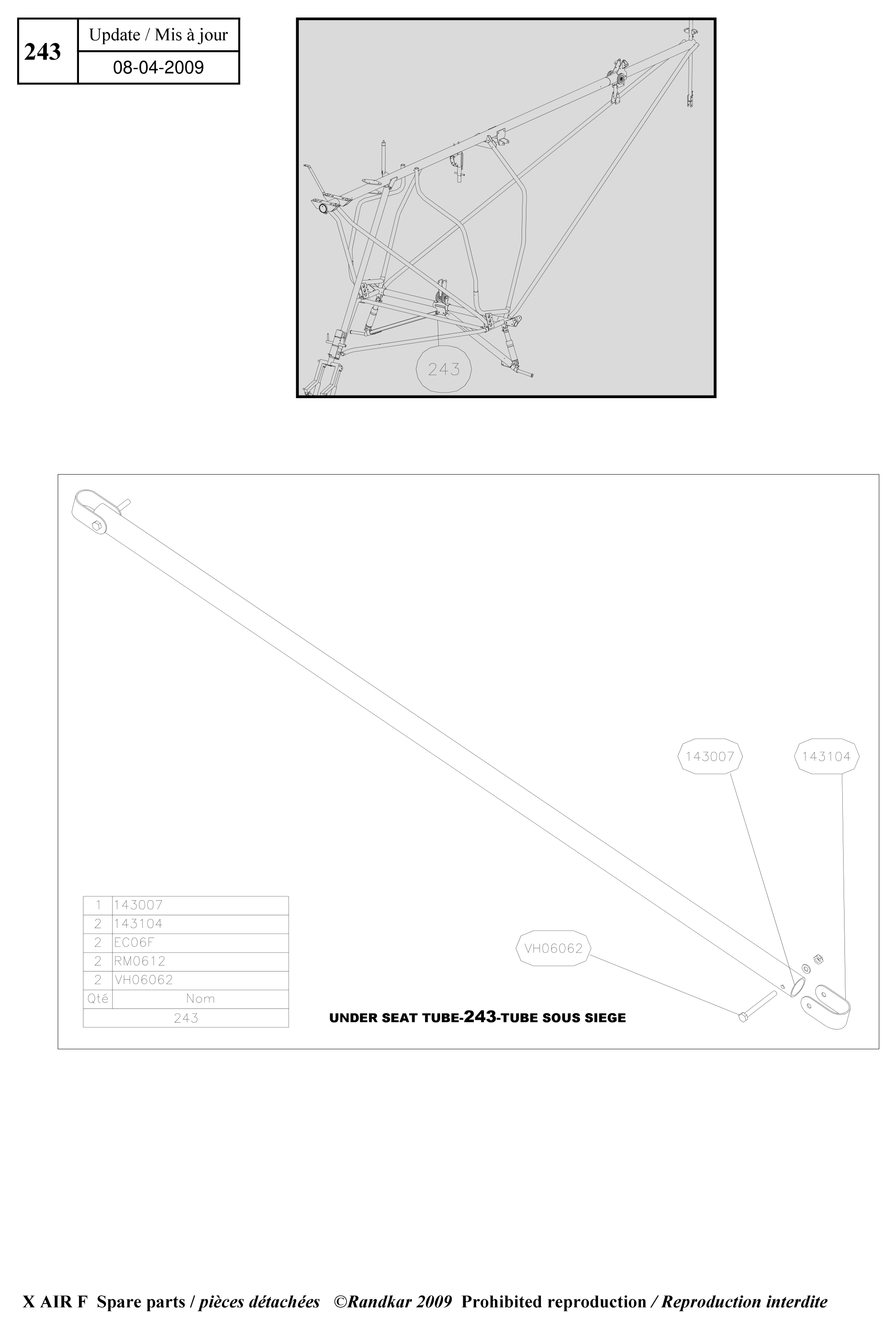 Under seat tube – X-Air F Gumnam parts diagram