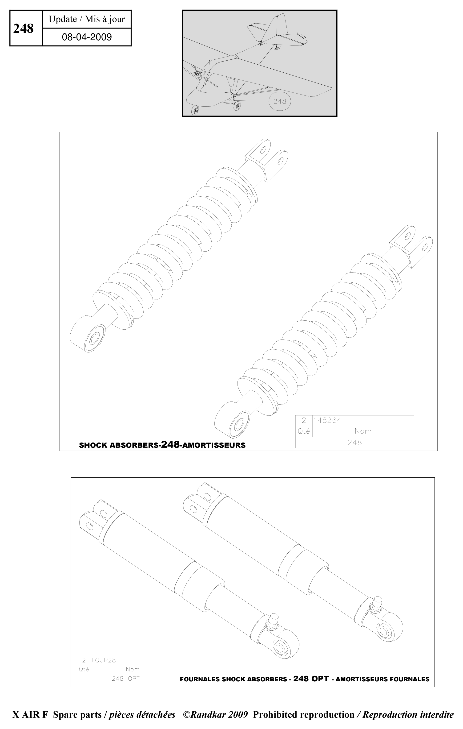 Shock absorbers – X-Air F Gumnam parts diagram