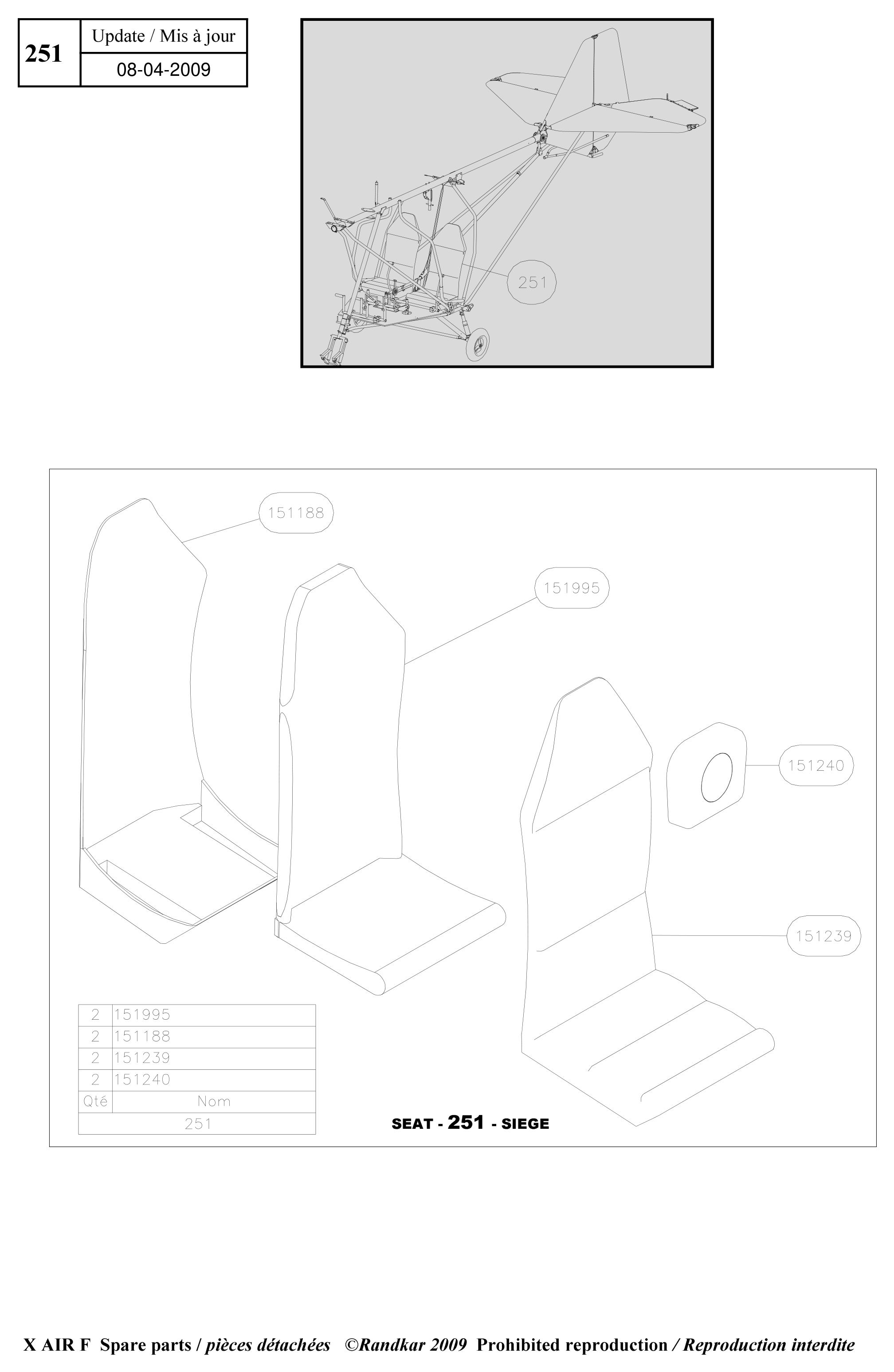 Seats – X-Air F Gumnam parts diagram