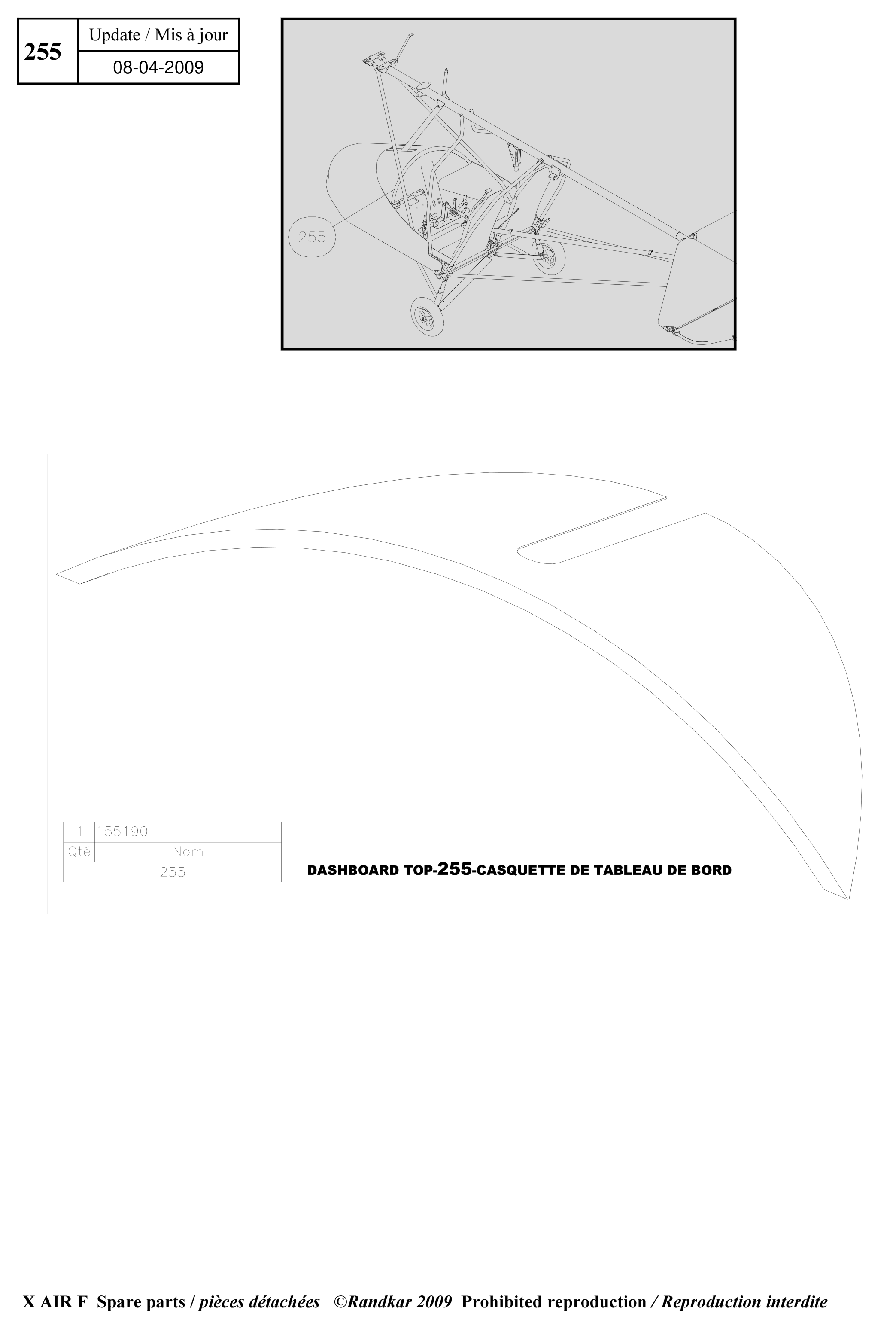 Dashboard top – X-Air F Gumnam parts diagram