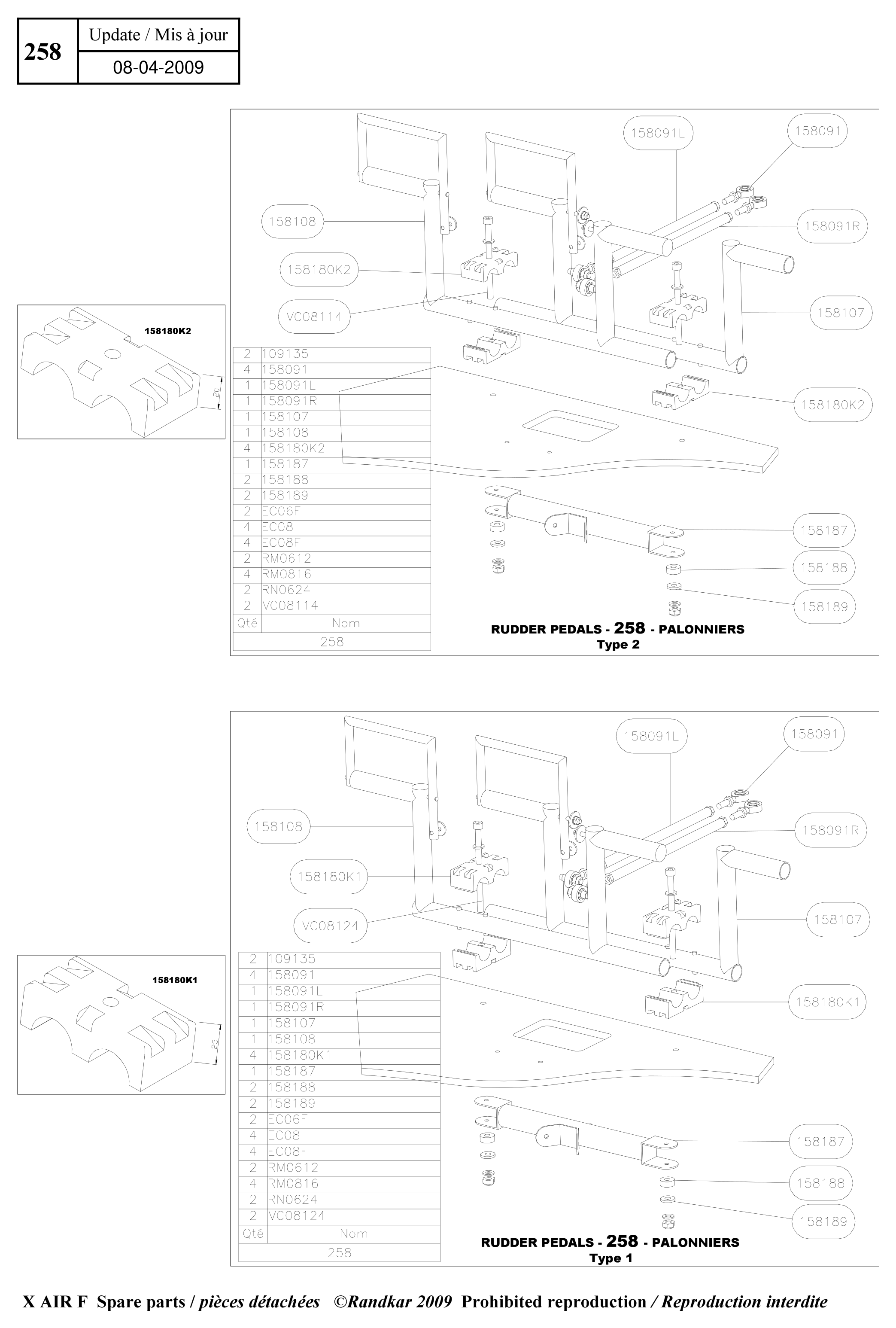 Rudder pedals – X-Air F Gumnam parts diagram