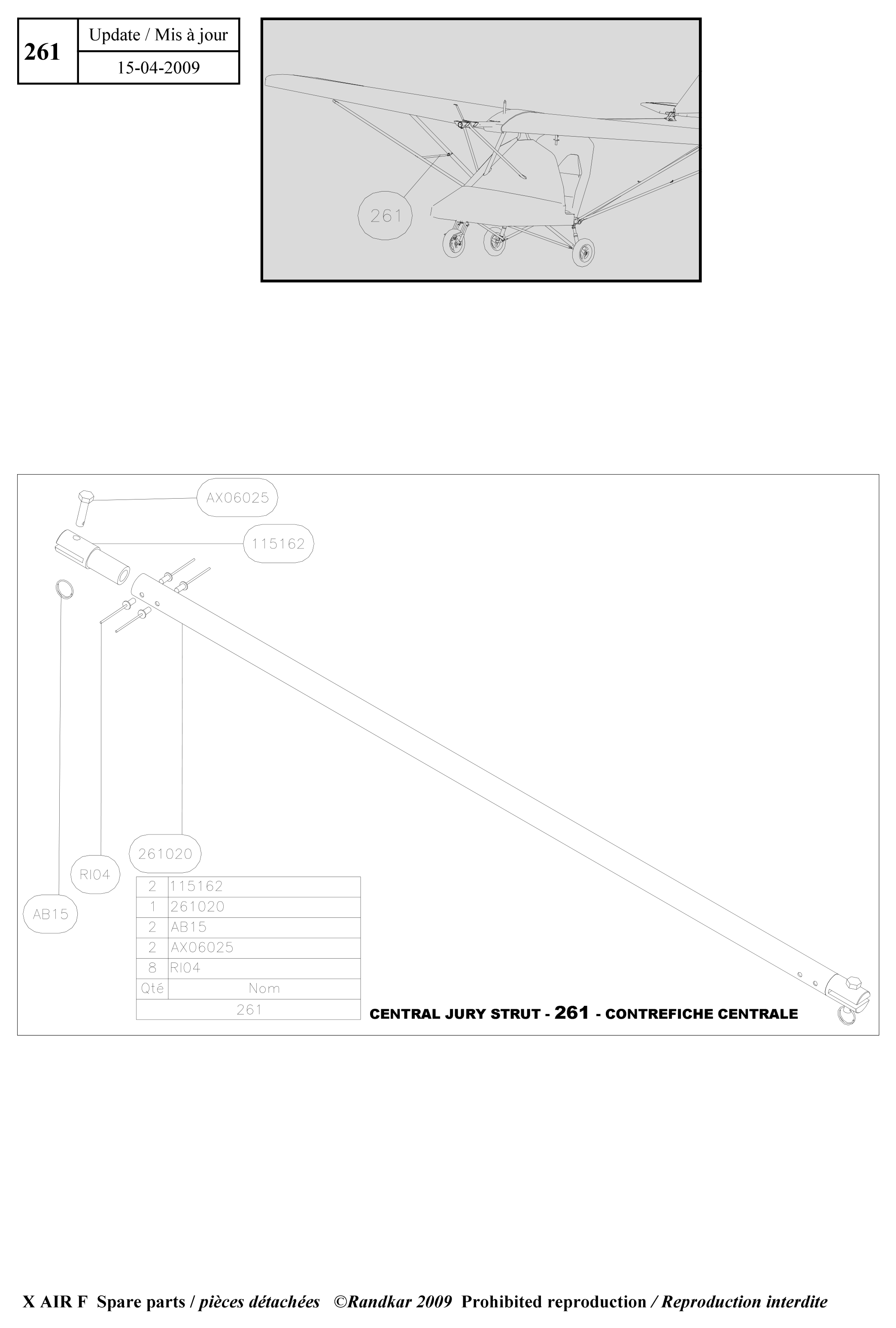 Central jury struts – X-Air F Gumnam parts diagram