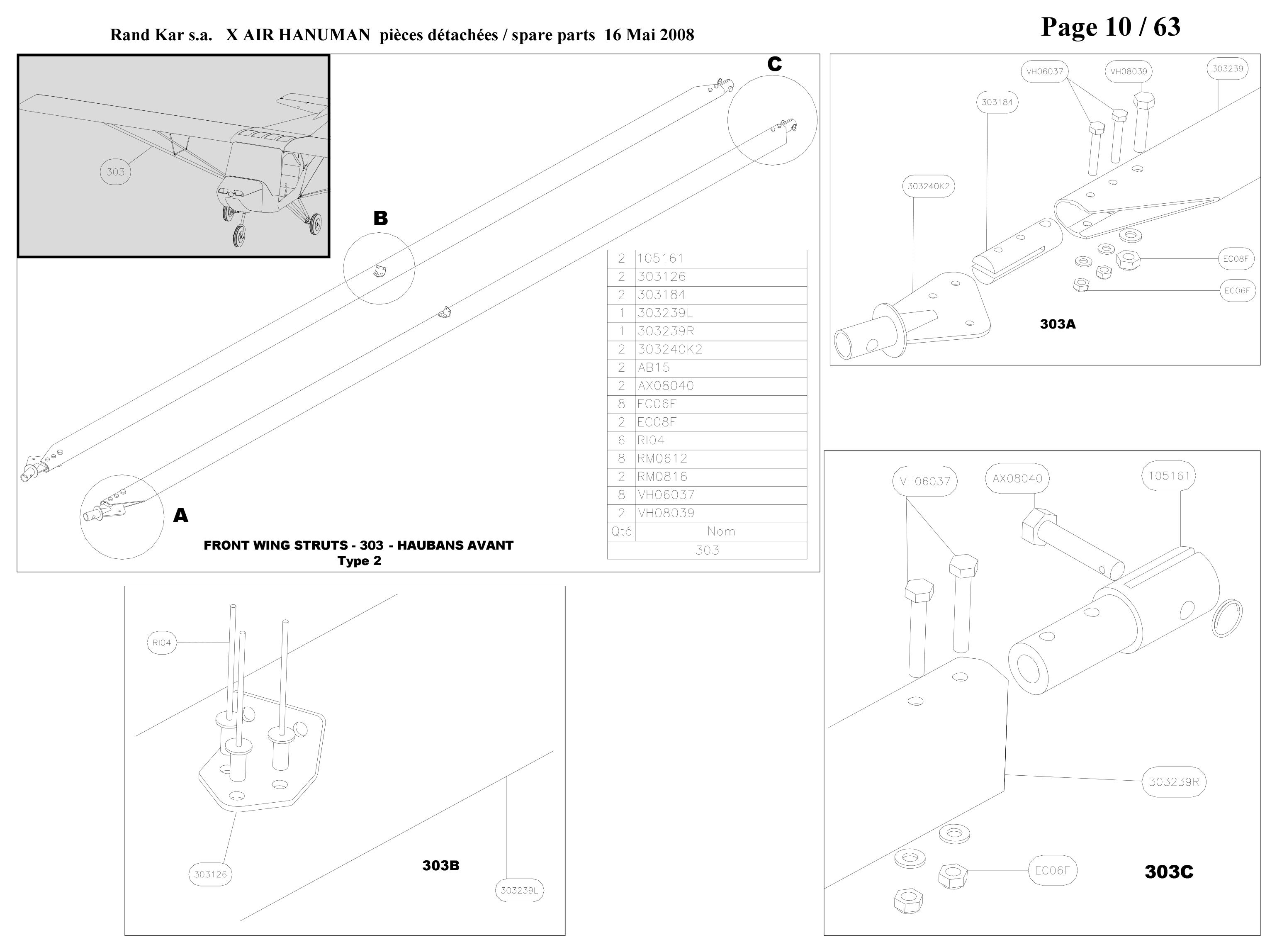 Front wing struts – Hanuman parts diagram