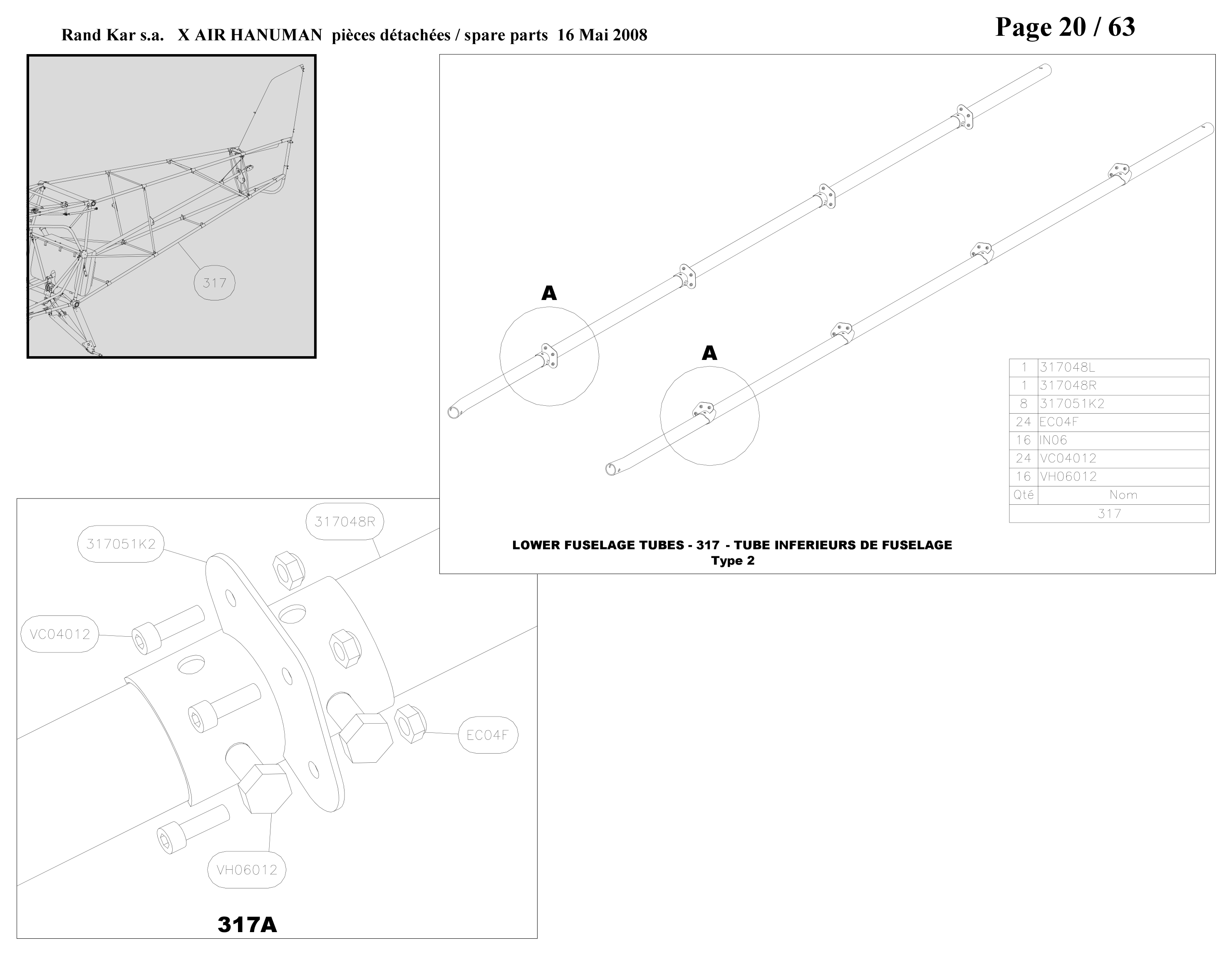 Lower fuselage tube – Hanuman parts diagram