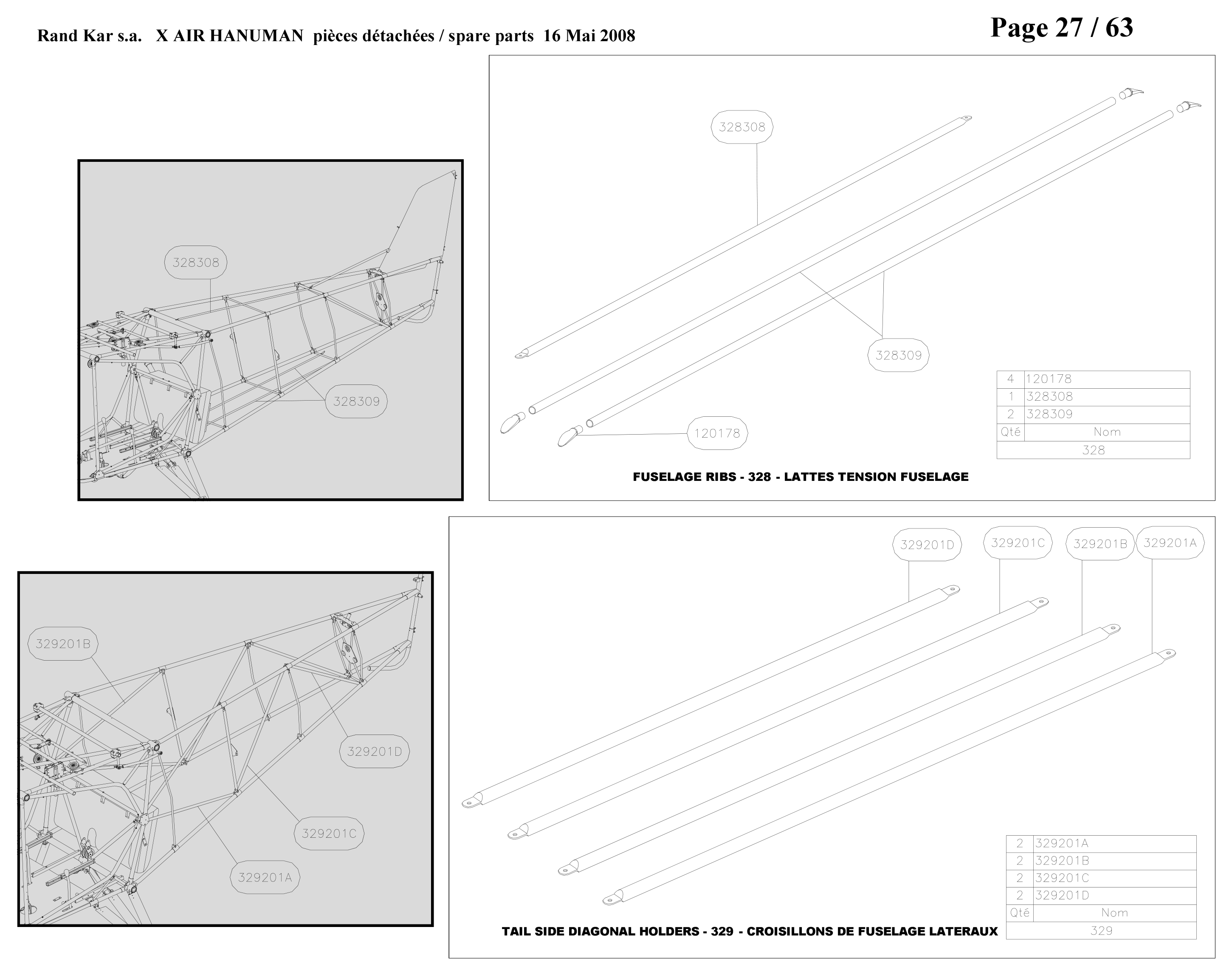 Side diagonal fuselage holders – Hanuman parts diagram