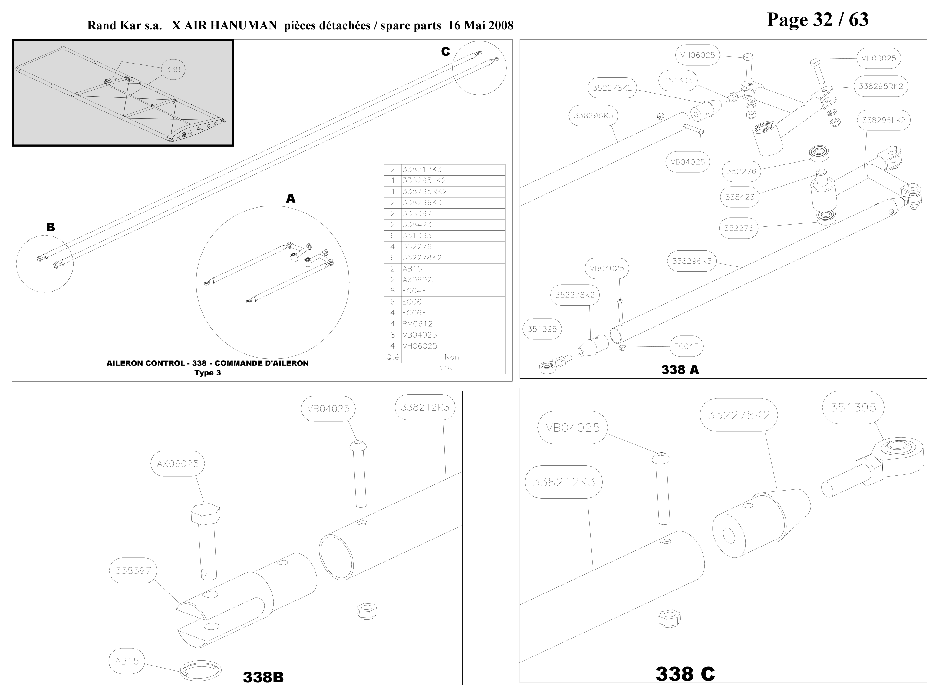 Aileron control in wing – Hanuman parts diagram