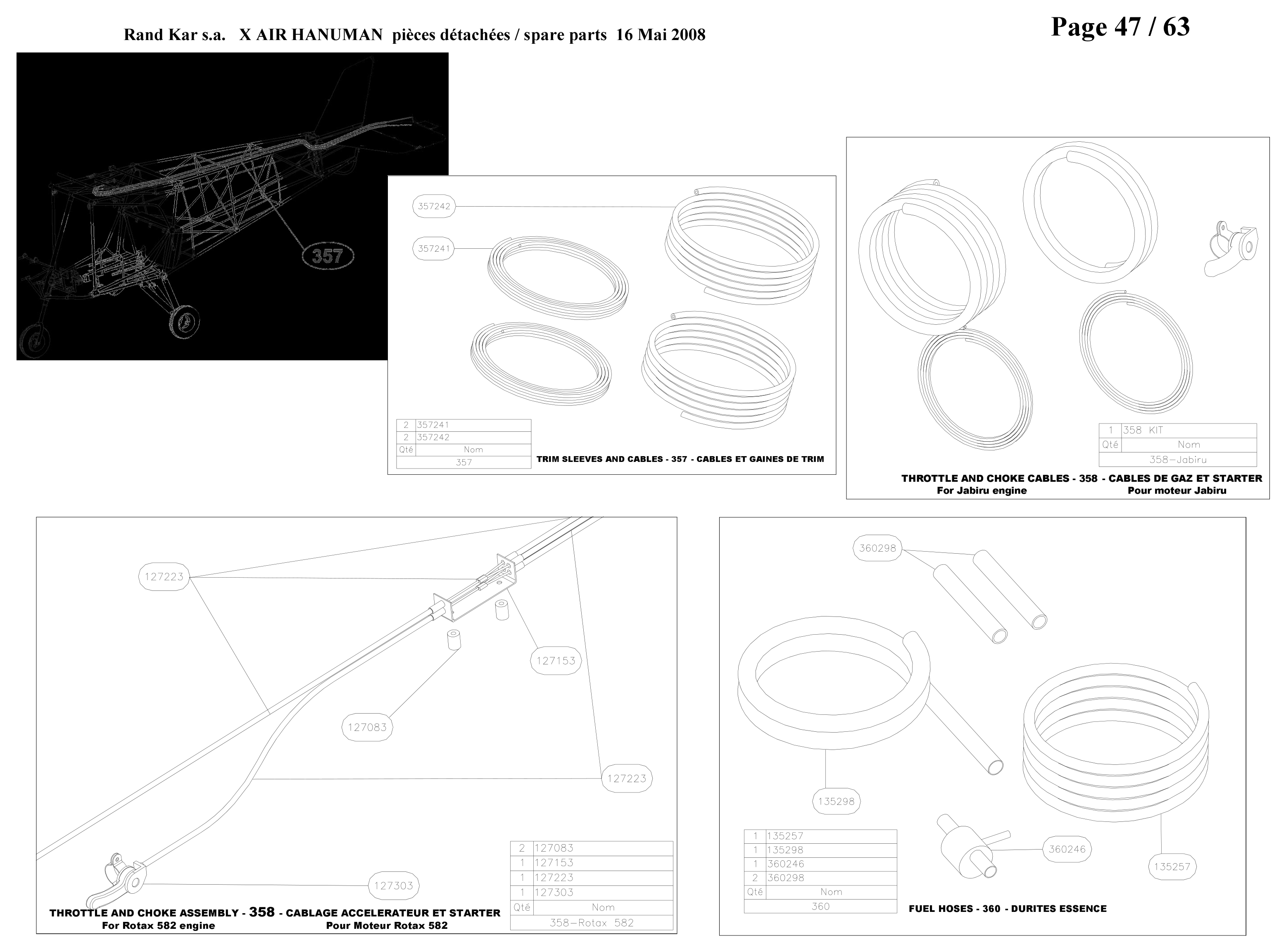 Trim sleeves and cables – Hanuman parts diagram