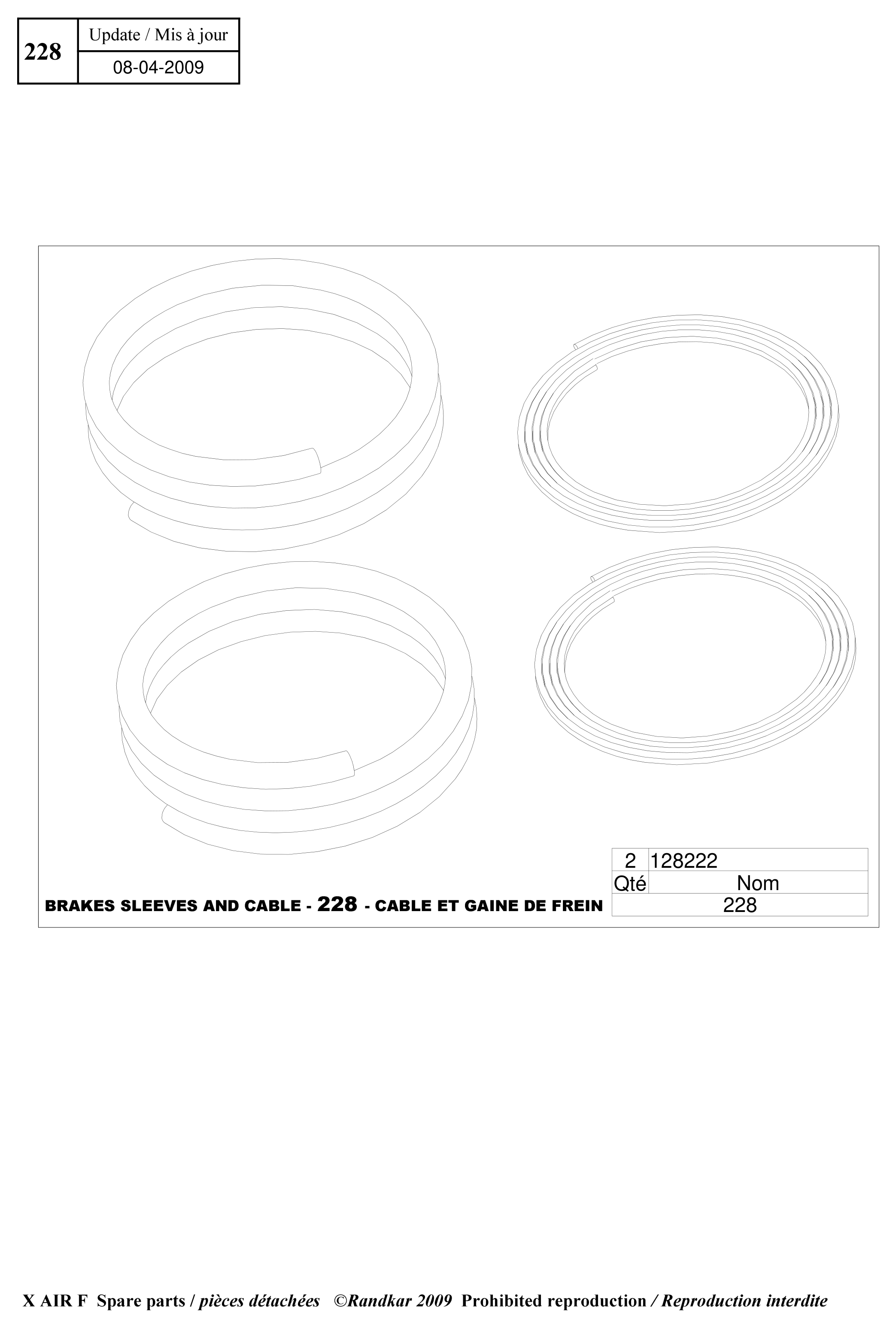 128222 – Brakes cables and sleeves (X-Air F Gumnam) spare part diagram