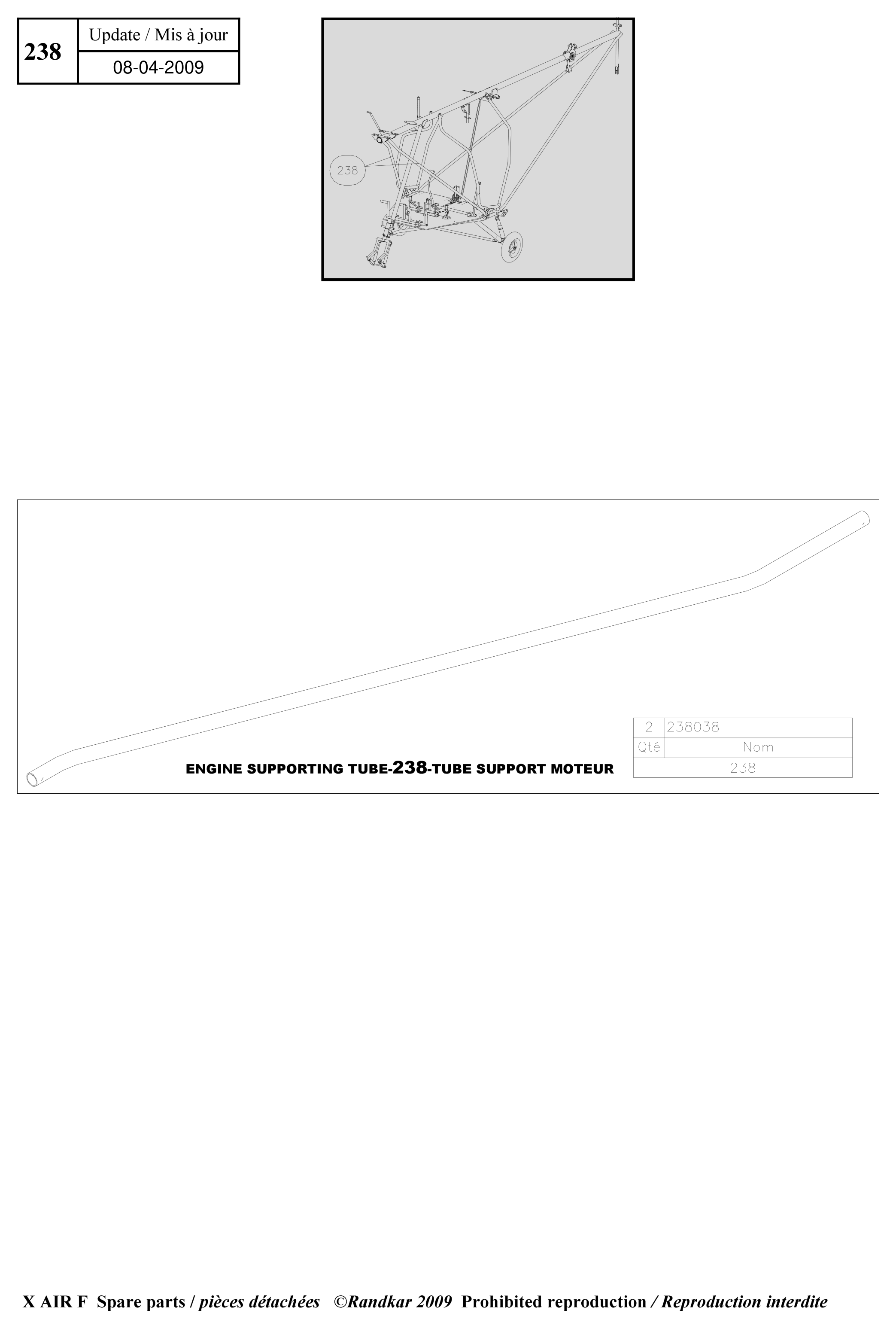 238038 – Engine supporting tubes (X-Air F Gumnam) spare part diagram