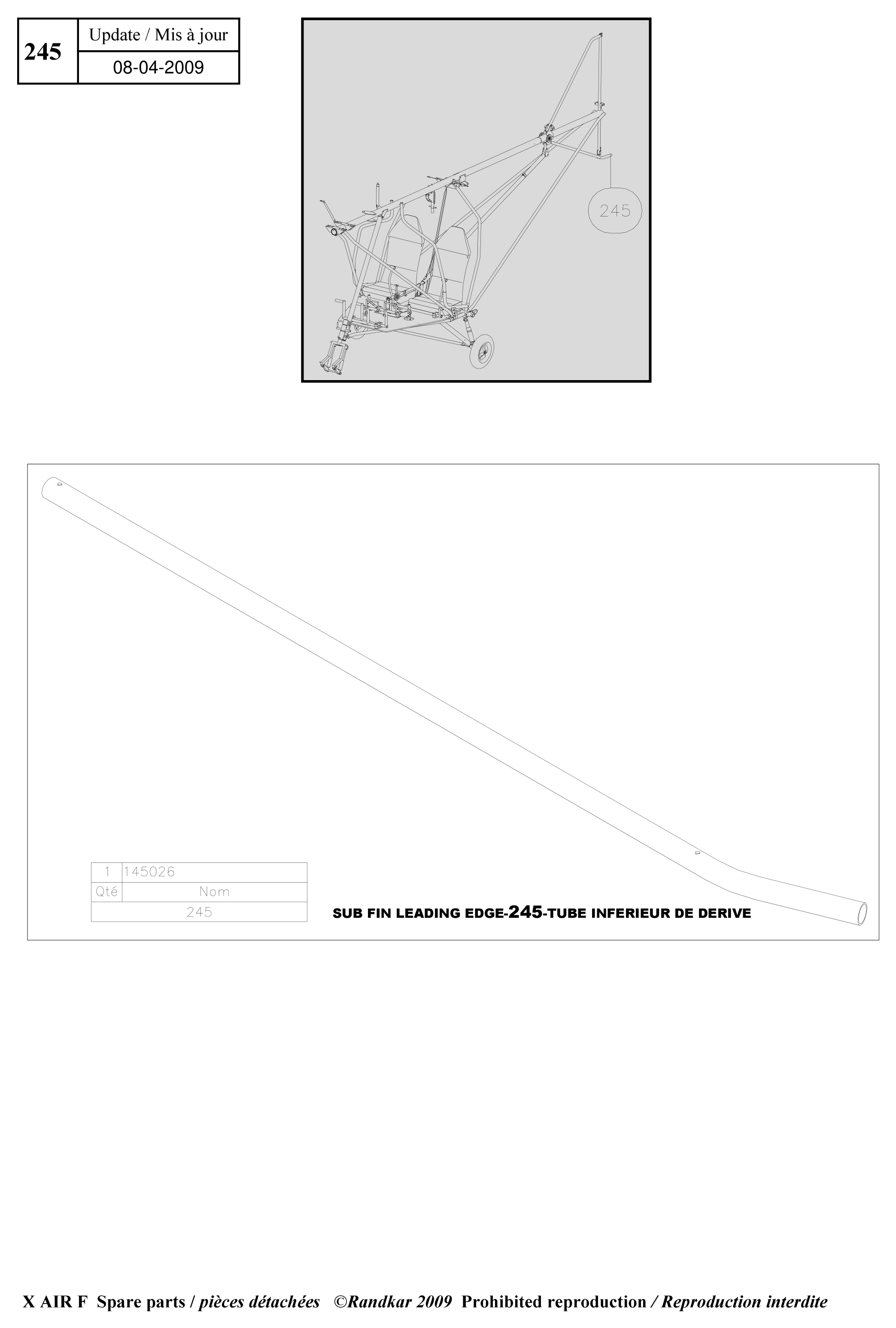 145026 – Sub fin leading edge (X-Air F Gumnam) spare part diagram