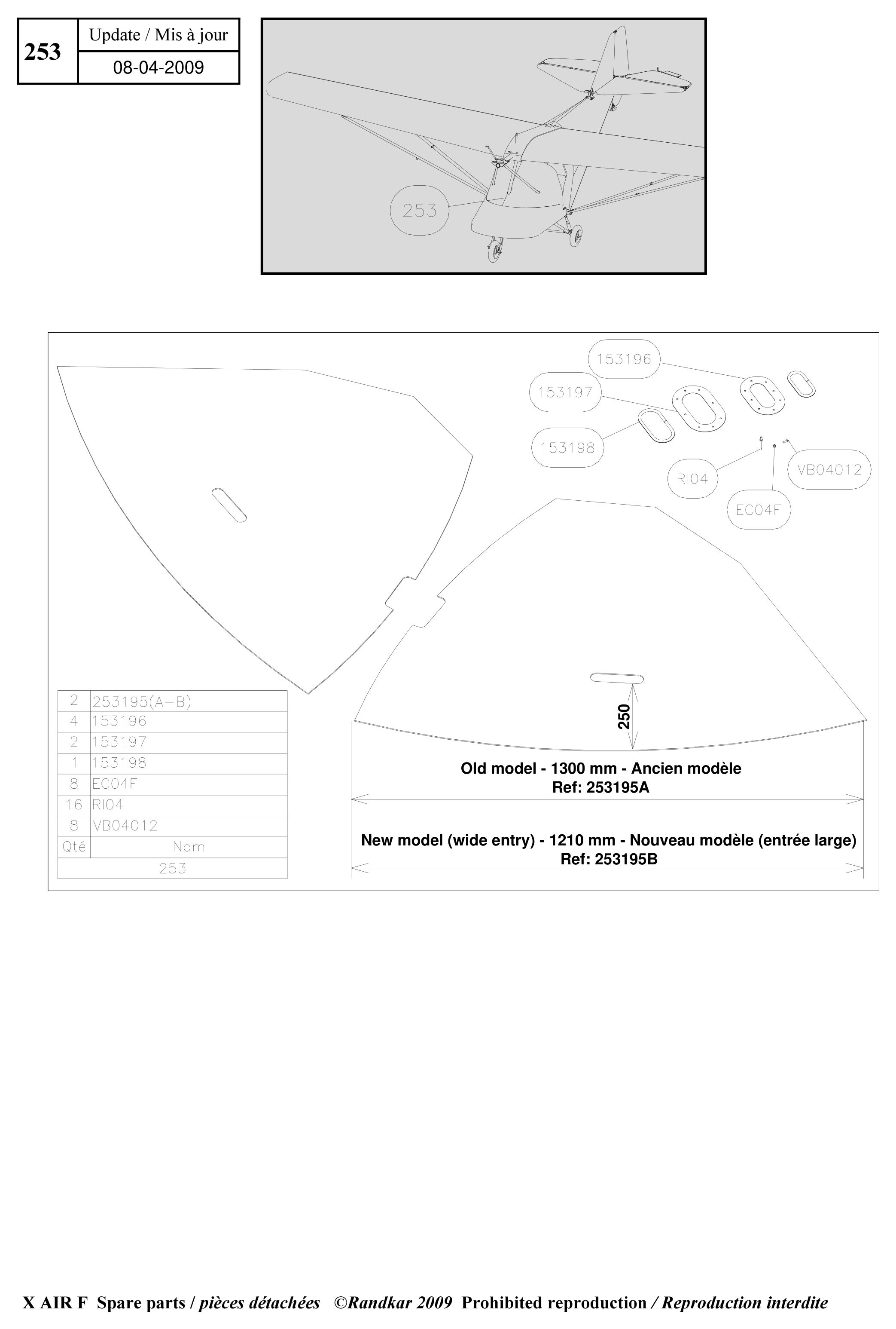 VB04012 – Windscreen (X-Air F Gumnam) spare part diagram