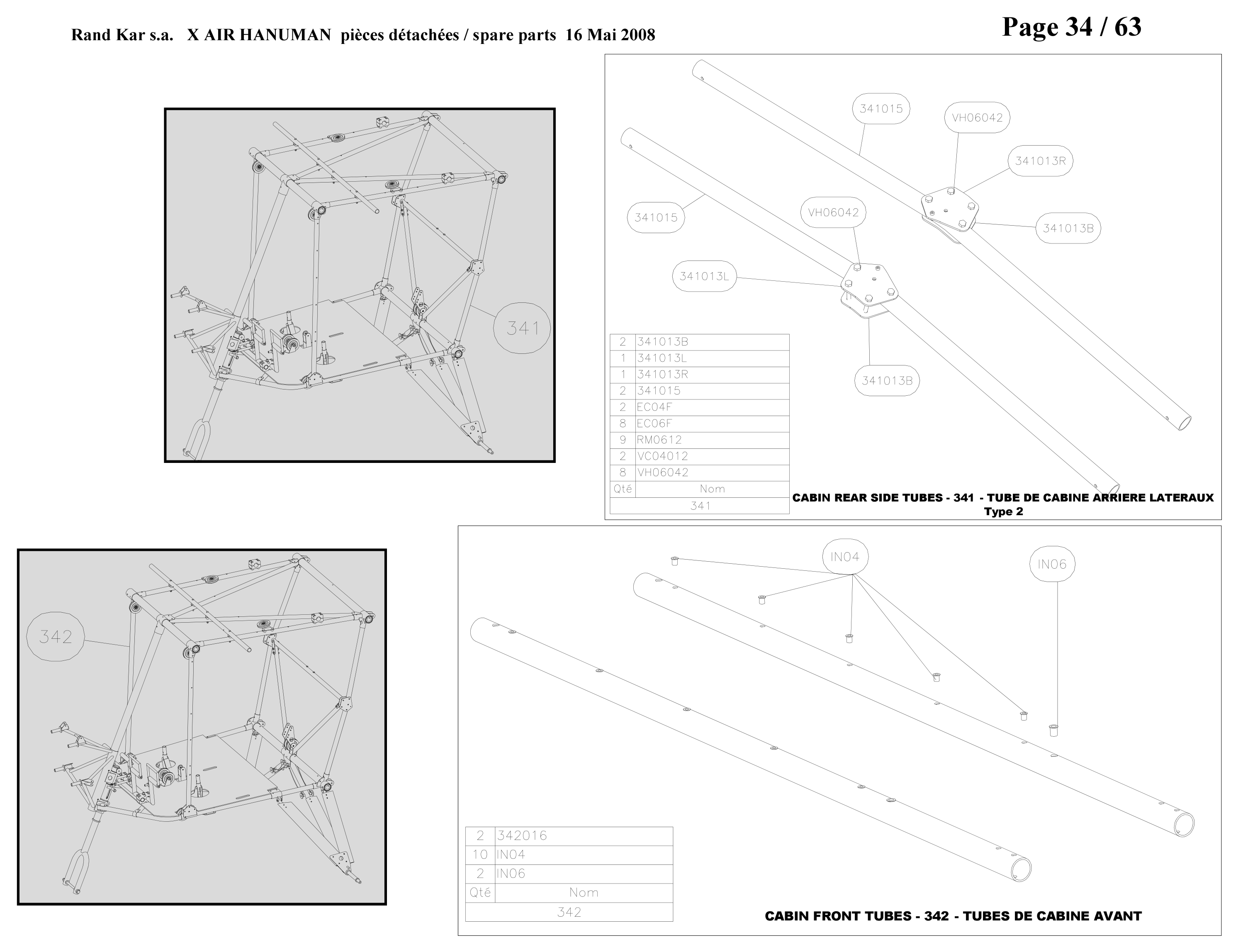 342016 – Cabin front tubes (Hanuman) spare part diagram