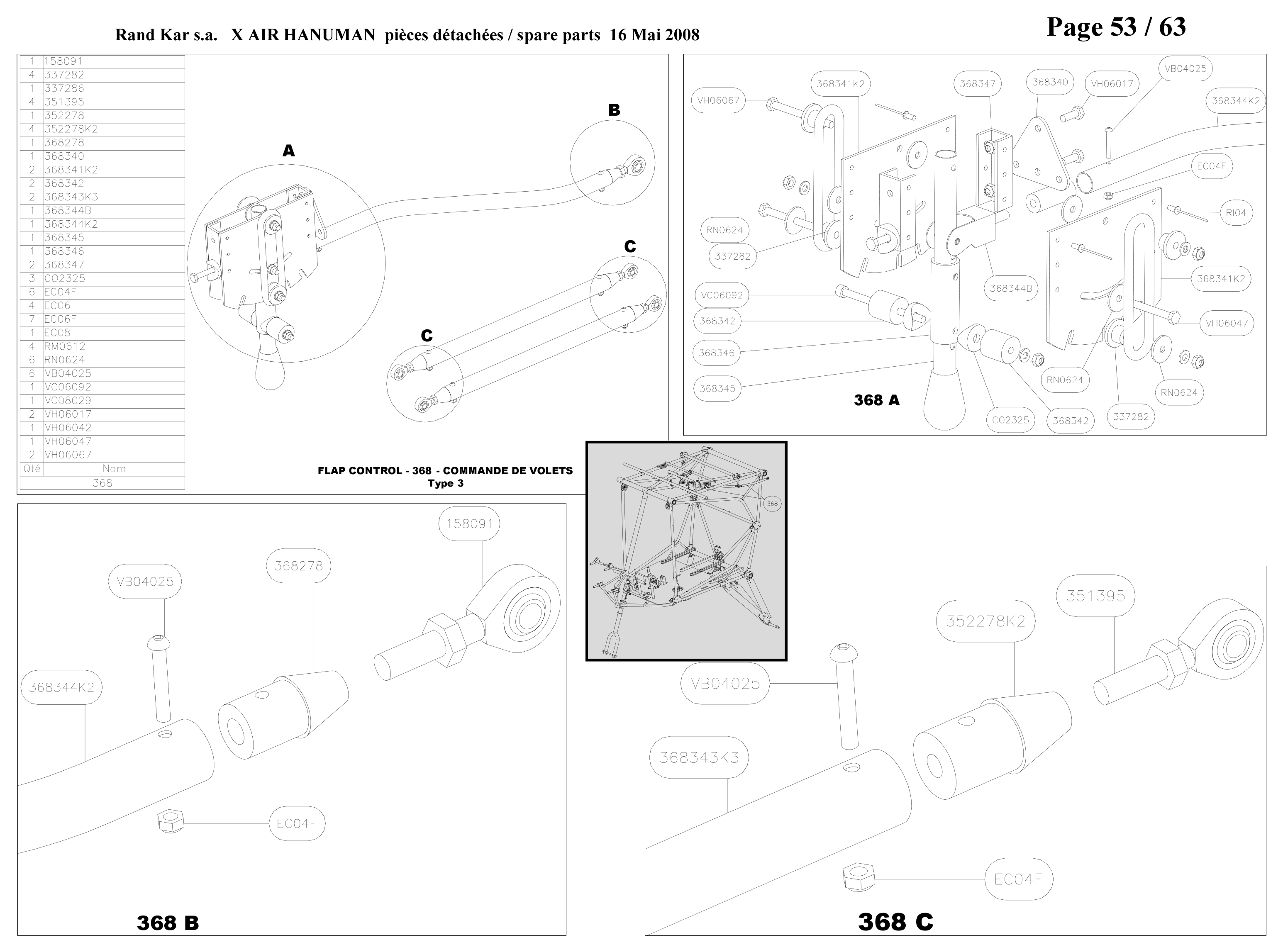VC08029 – Flap control handle (Hanuman) spare part diagram