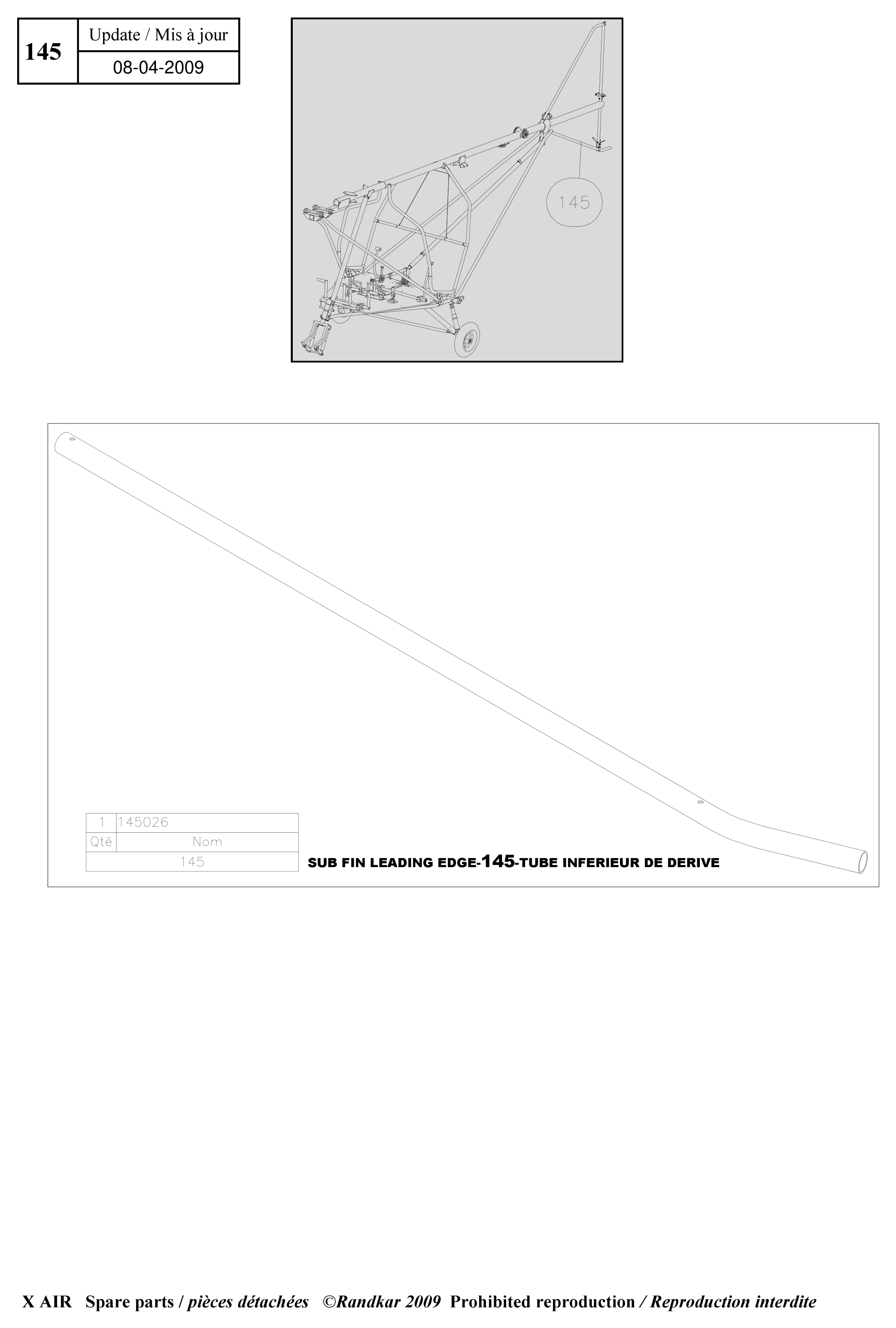 145026 – Sub fin leading edge (X-Air) spare part diagram