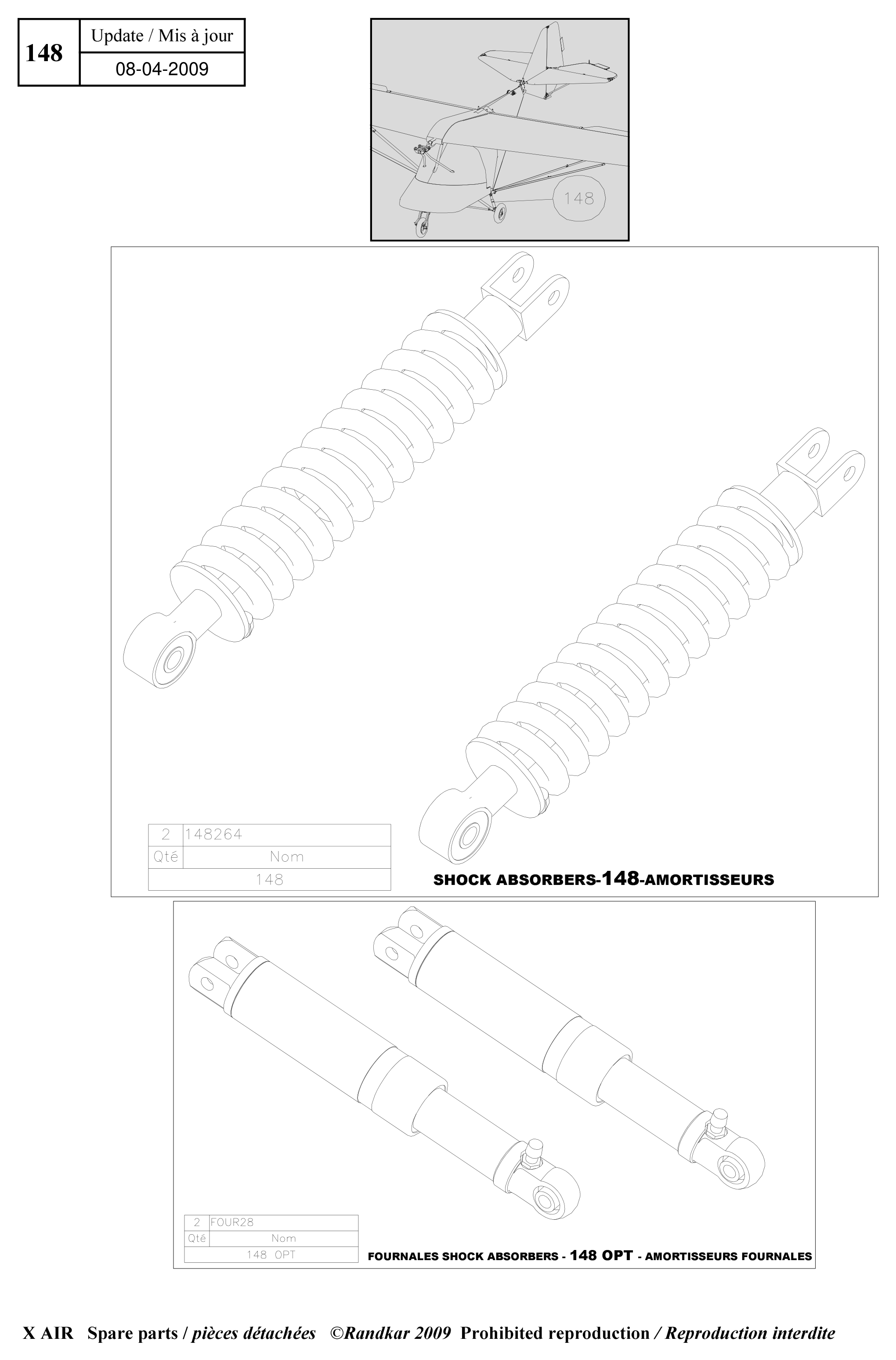FOUR28 – Shock absorbers (X-Air) spare part diagram
