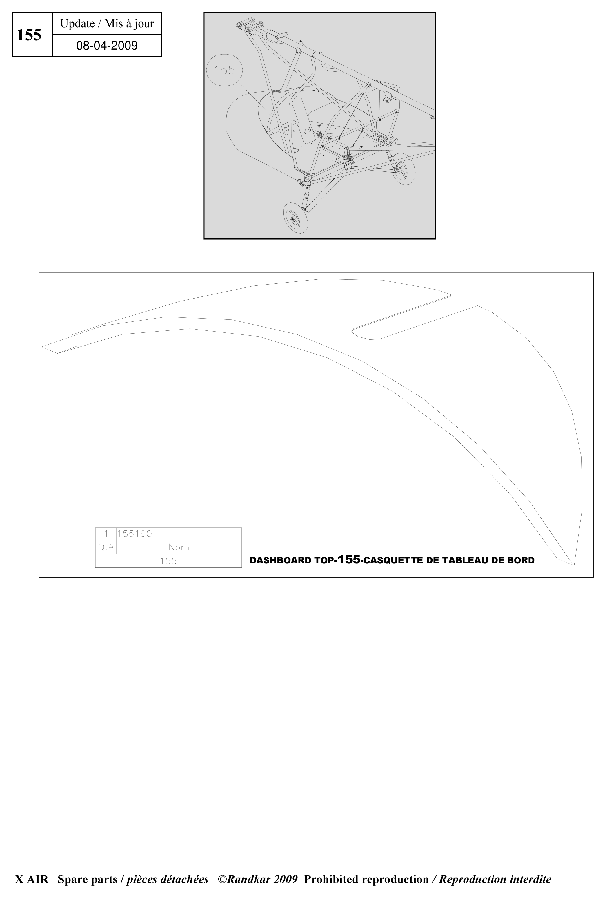 155190 – Dashboard top (X-Air) spare part diagram