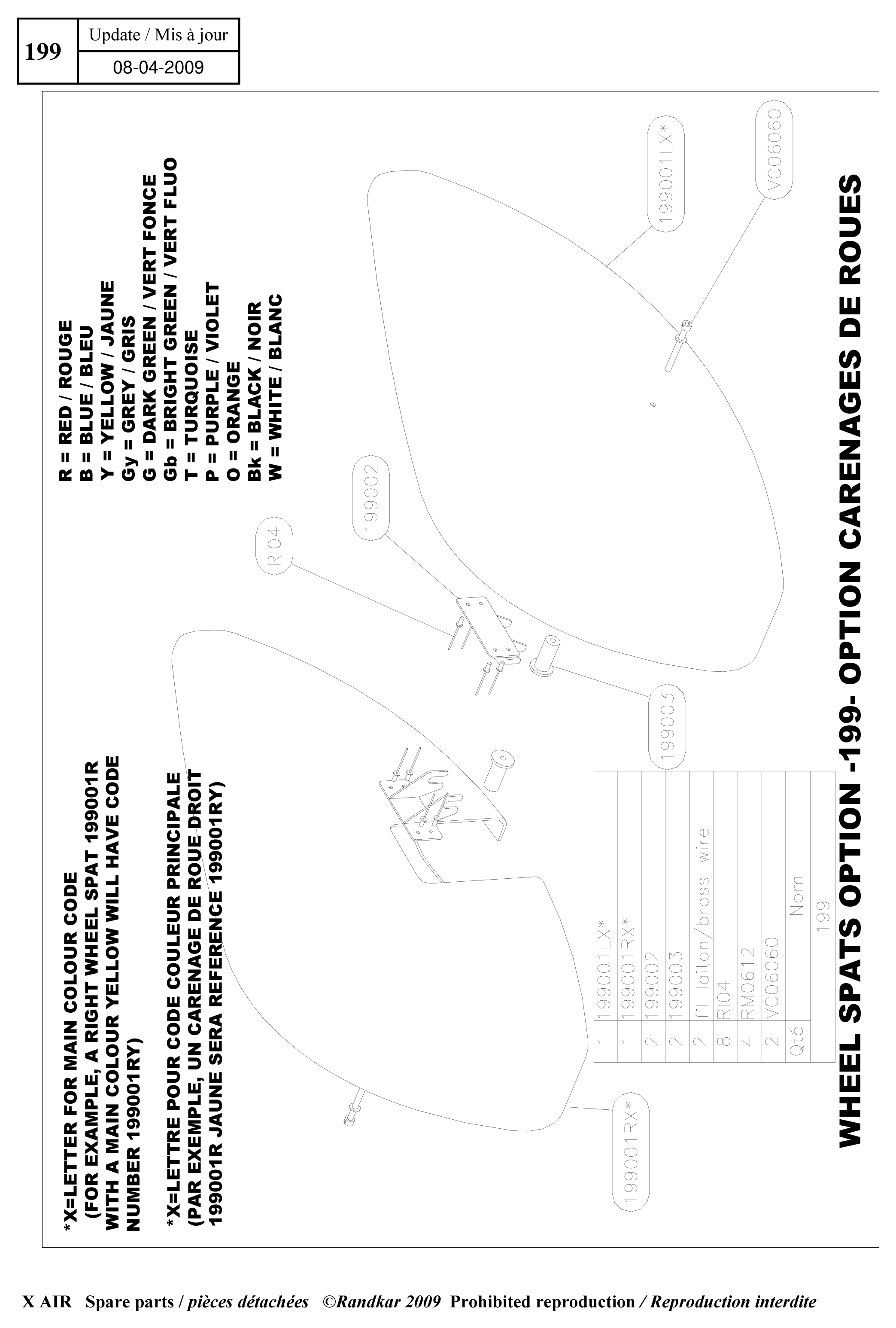 fil laiton / brass wire – Wheel spats option (X-Air) spare part diagram